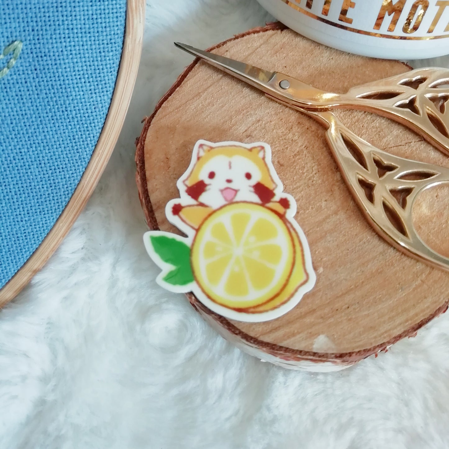 Magnetic needle holder / needle minder "Red panda and lemon", "Fox" or "Fox and butterfly"