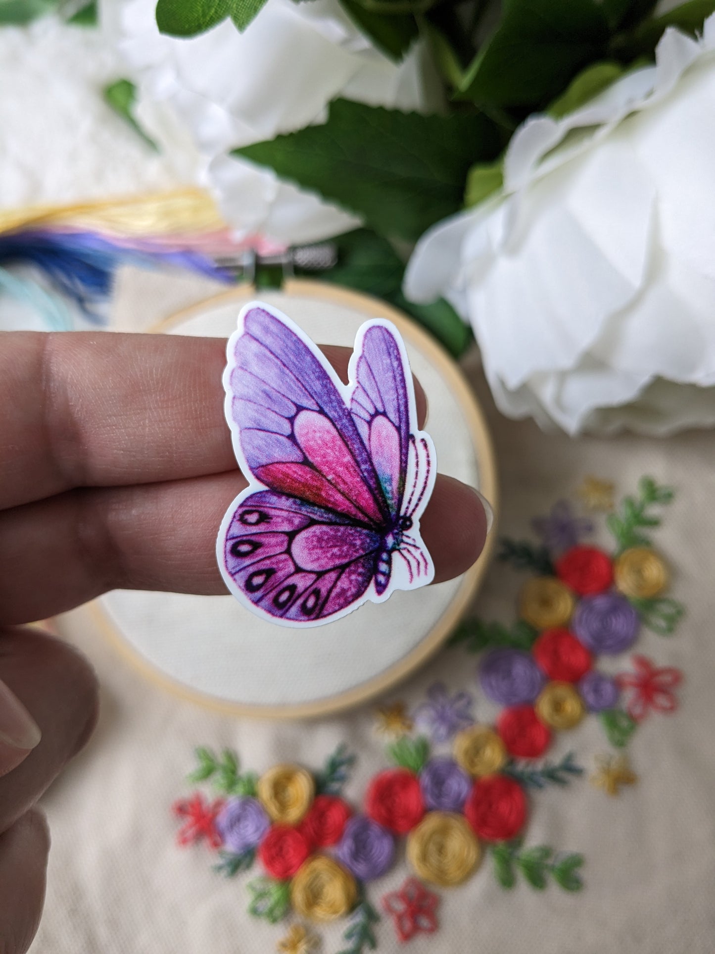 Magnetic needle holder / needle minder "Lavender orange tea", "Mauve butterfly", "Viole" or "Fox and butterfly"