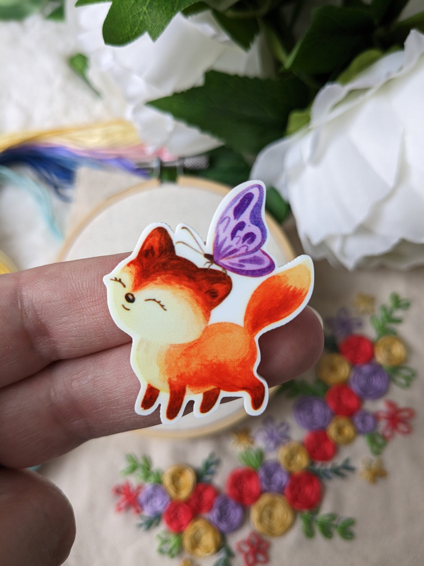 Magnetic needle holder / needle minder "Lavender orange tea", "Mauve butterfly", "Viole" or "Fox and butterfly"