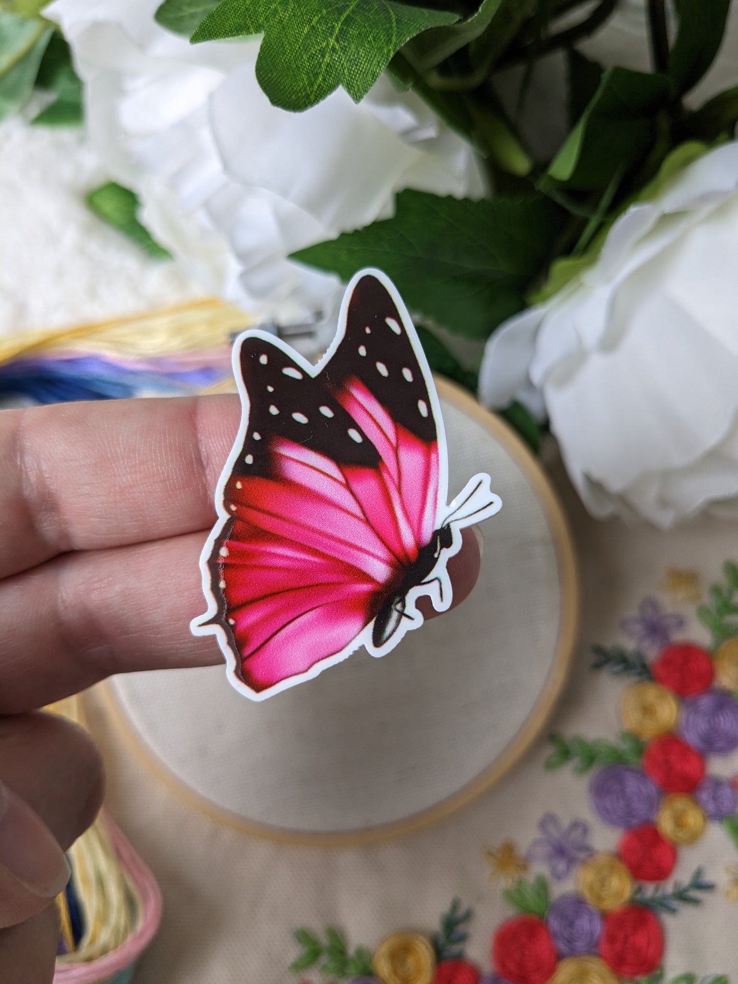 Magnetic needle holder / needle minder "Envelope and peony", "Fairy ferret", "Pink butterfly" or "Bird and flowers"