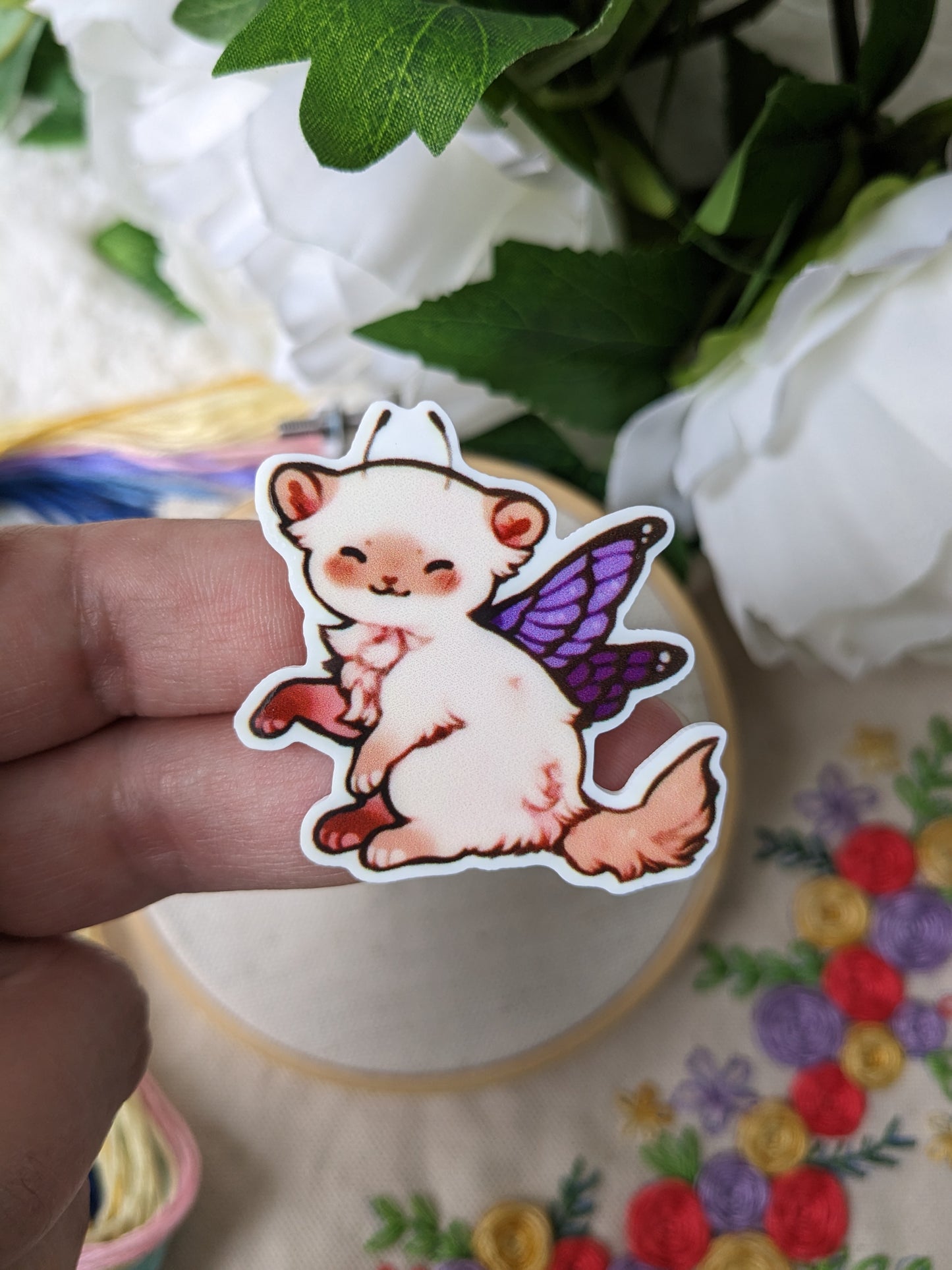 Magnetic needle holder / needle minder "Envelope and peony", "Fairy ferret", "Pink butterfly" or "Bird and flowers"