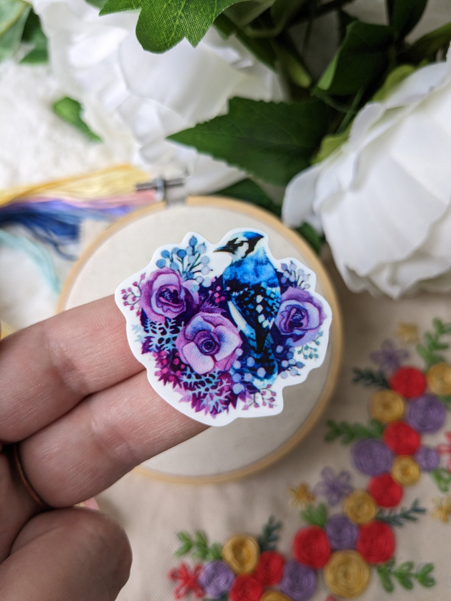Magnetic needle holder / needle minder "Envelope and peony", "Fairy ferret", "Pink butterfly" or "Bird and flowers"