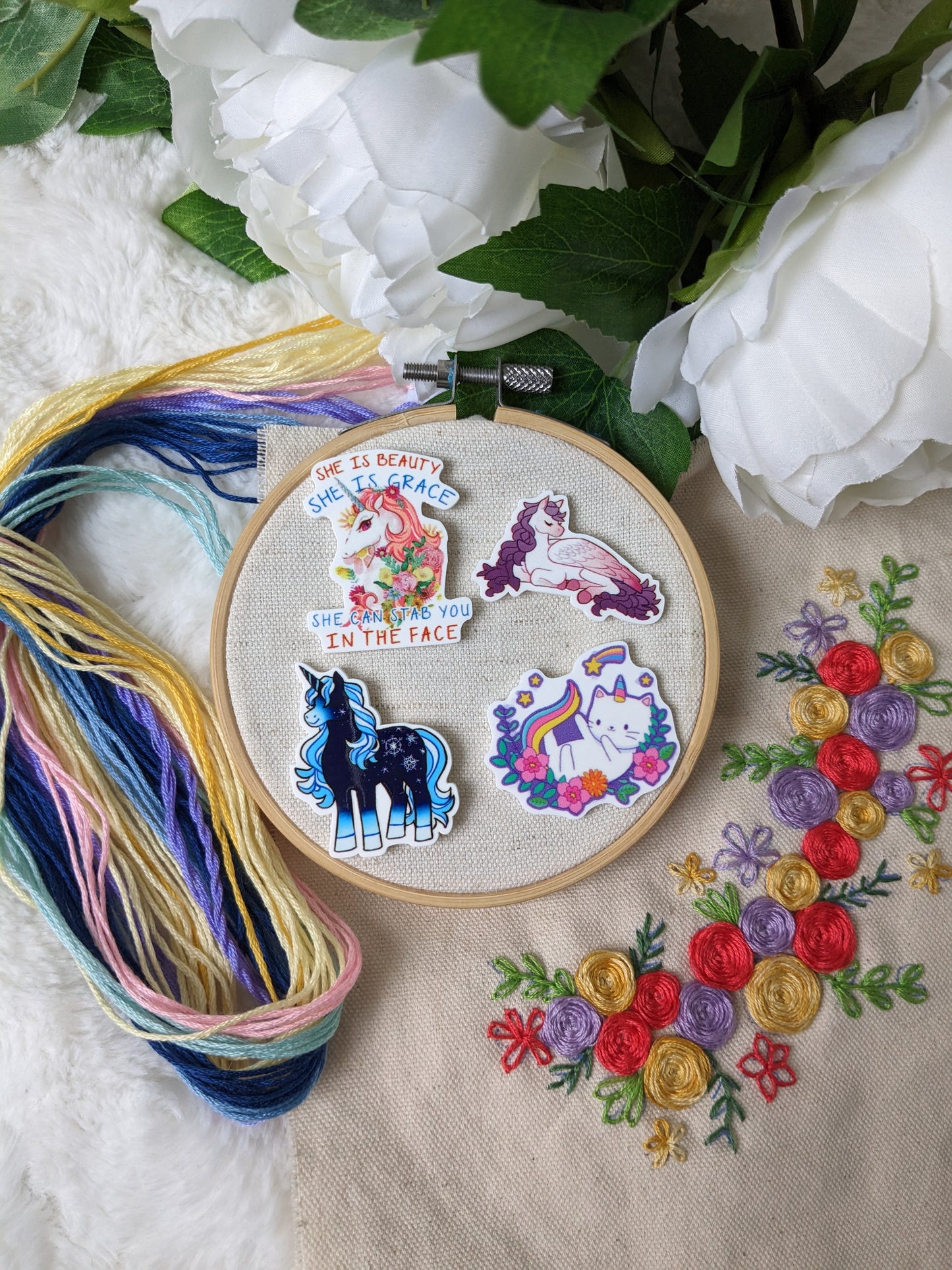 Magnetic needle holder / needle minder "Blue Unicorn", "Pegasus", "Unicorn Cat" or "Unicorn in the face"