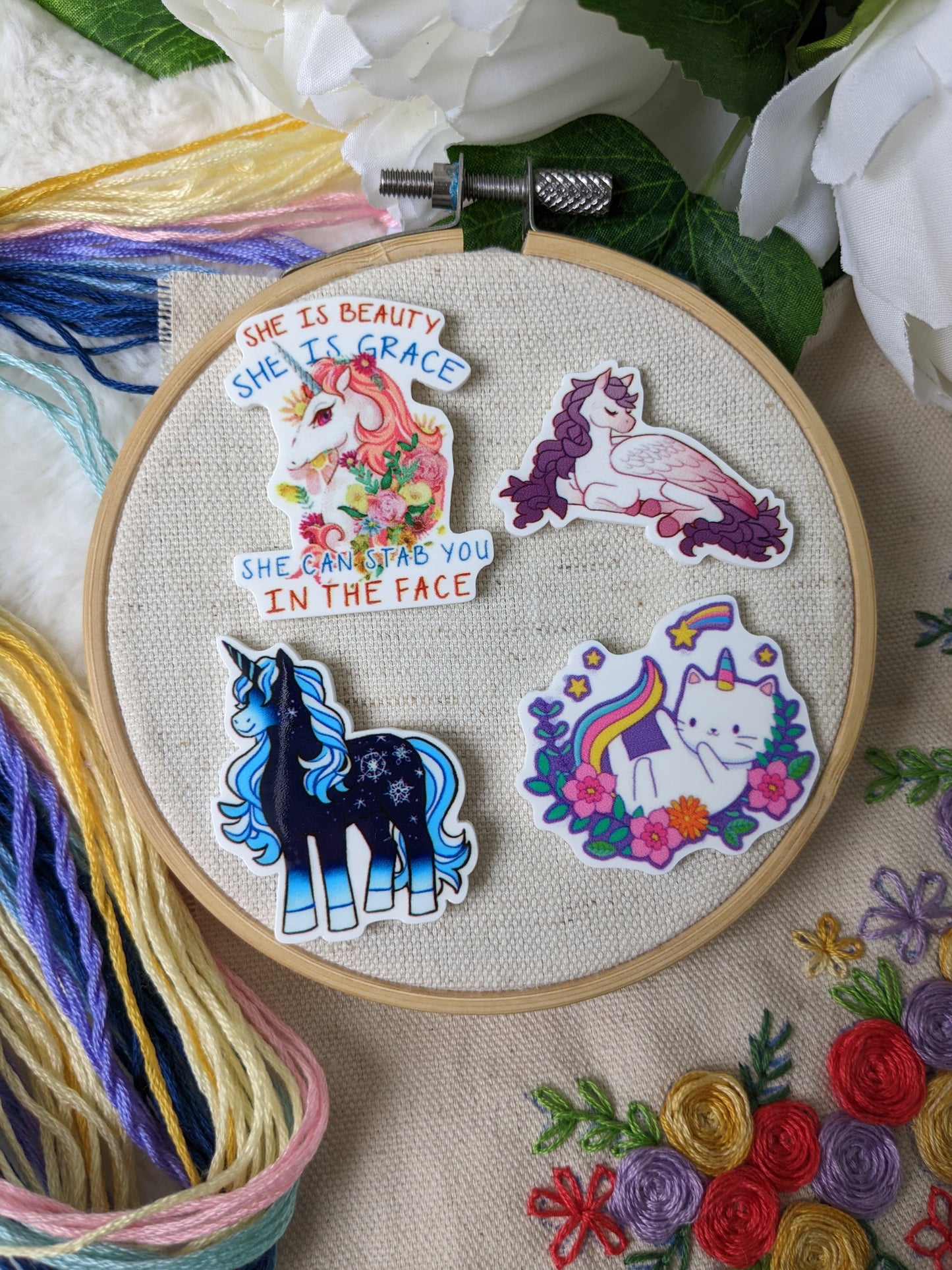 Magnetic needle holder / needle minder "Blue Unicorn", "Pegasus", "Unicorn Cat" or "Unicorn in the face"