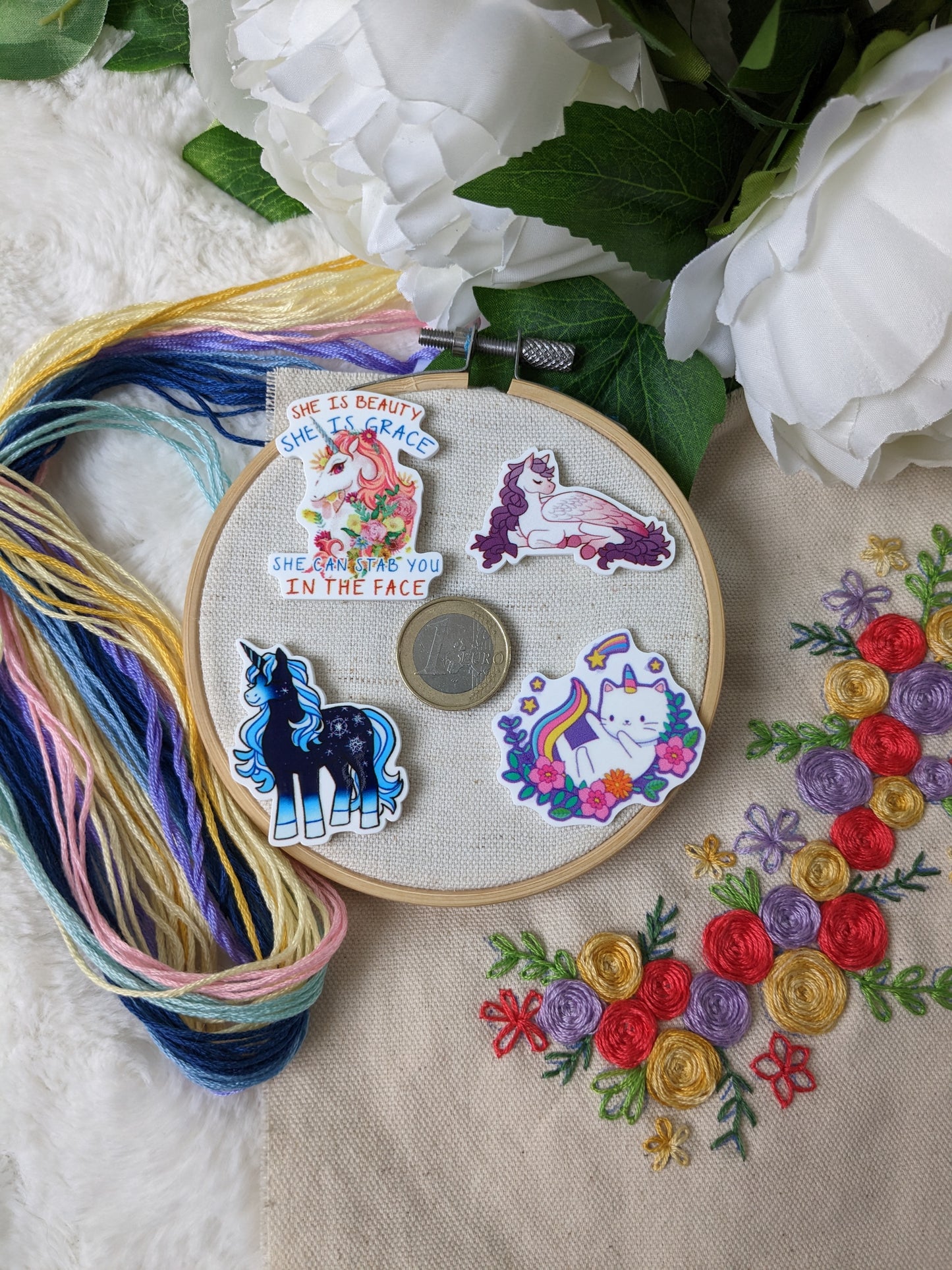 Magnetic needle holder / needle minder "Blue Unicorn", "Pegasus", "Unicorn Cat" or "Unicorn in the face"
