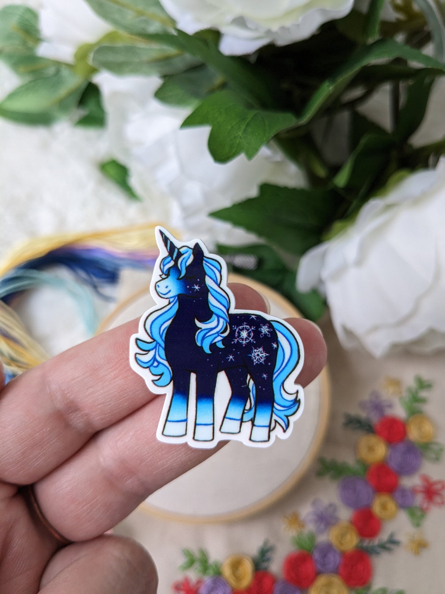 Magnetic needle holder / needle minder "Blue Unicorn", "Pegasus", "Unicorn Cat" or "Unicorn in the face"