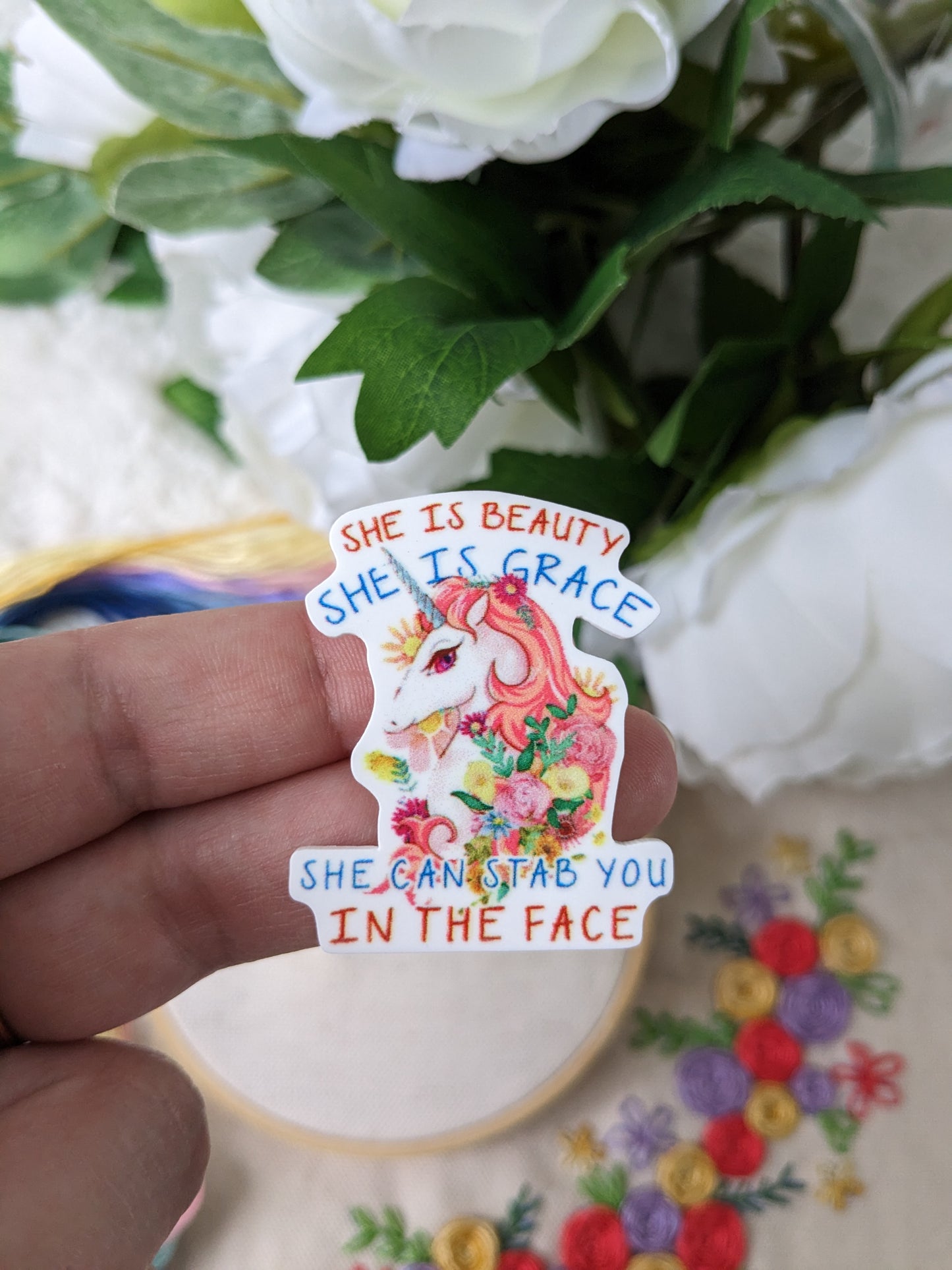 Magnetic needle holder / needle minder "Blue Unicorn", "Pegasus", "Unicorn Cat" or "Unicorn in the face"