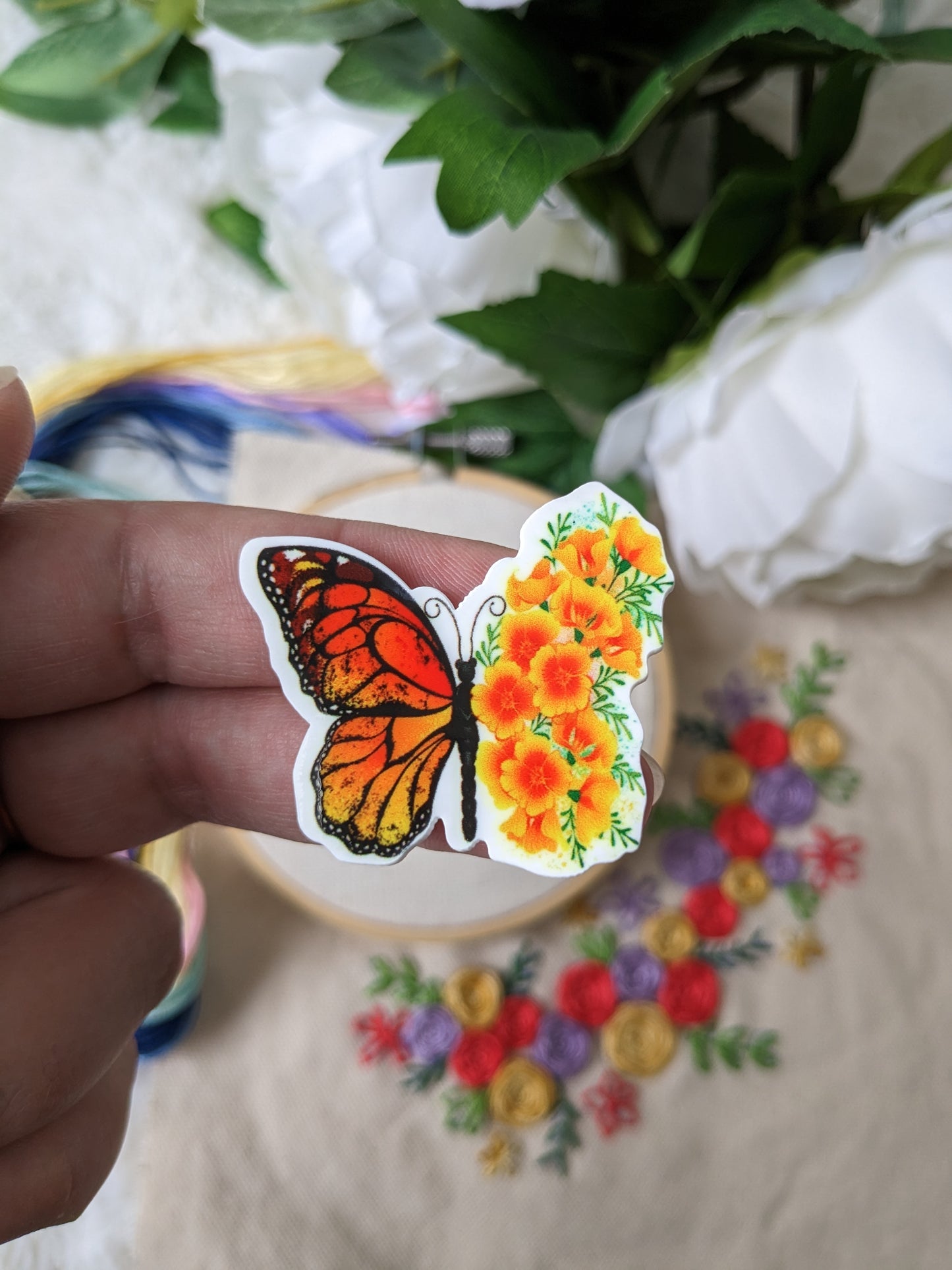 Magnetic needle holder / needle minder "Tricolor cat", "Star cat" or "Monarch butterfly"