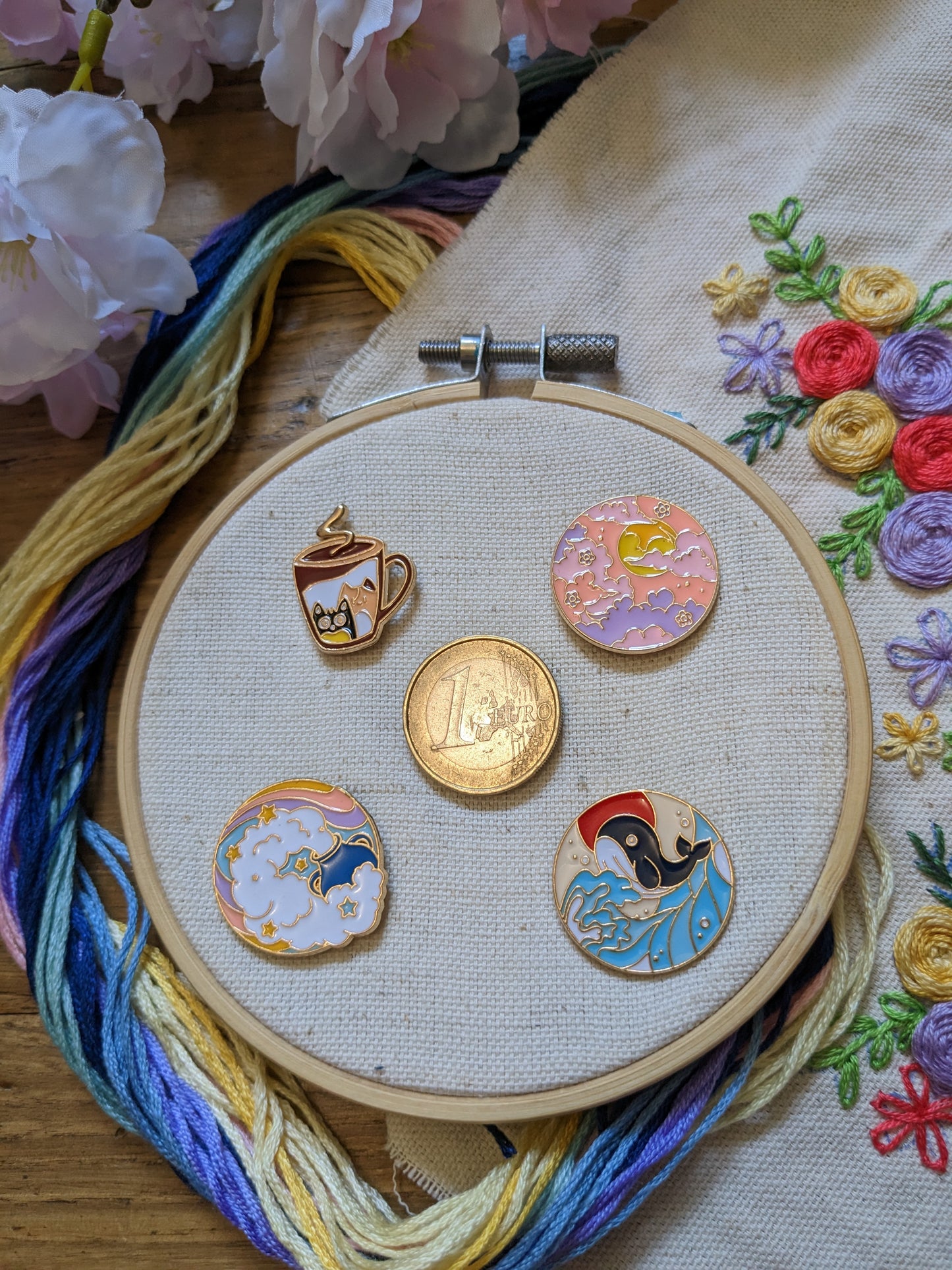 Magnetic needle holder / needle minder "Cat cup", "Sunset", "Whale and red sun" "" or "Aquarius"