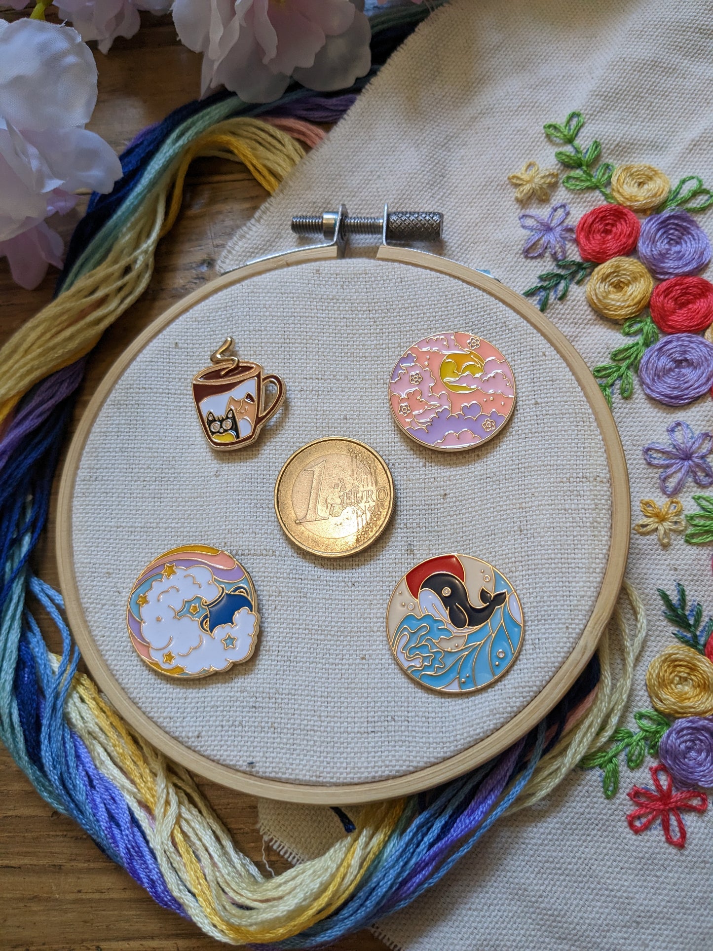 Magnetic needle holder / needle minder "Cat cup", "Sunset", "Whale and red sun" "" or "Aquarius"