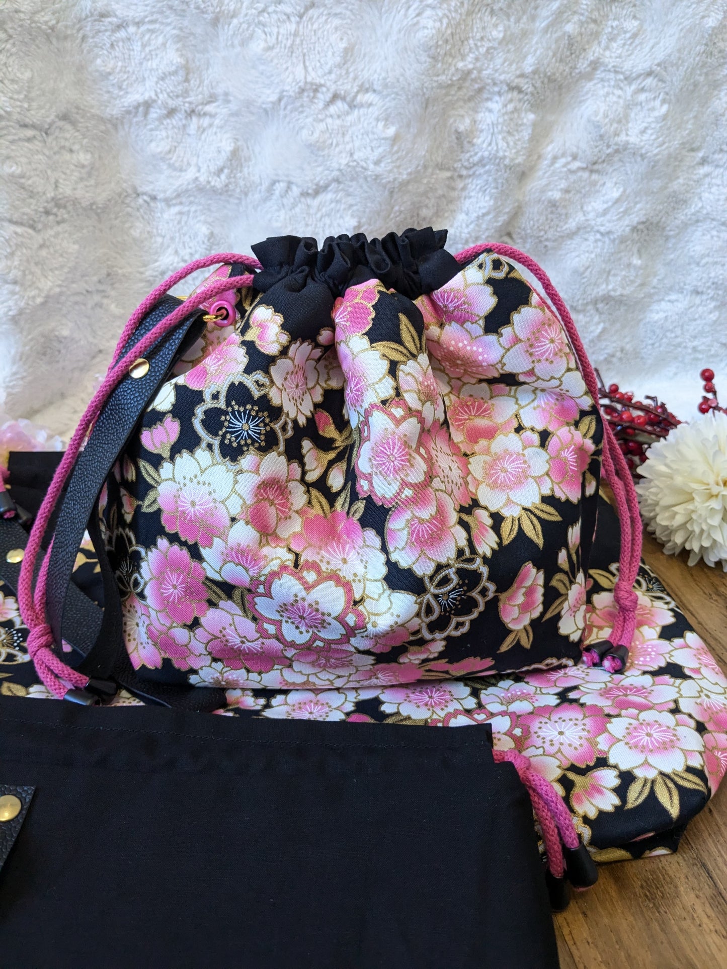 Sac à projet "Sakura roses"