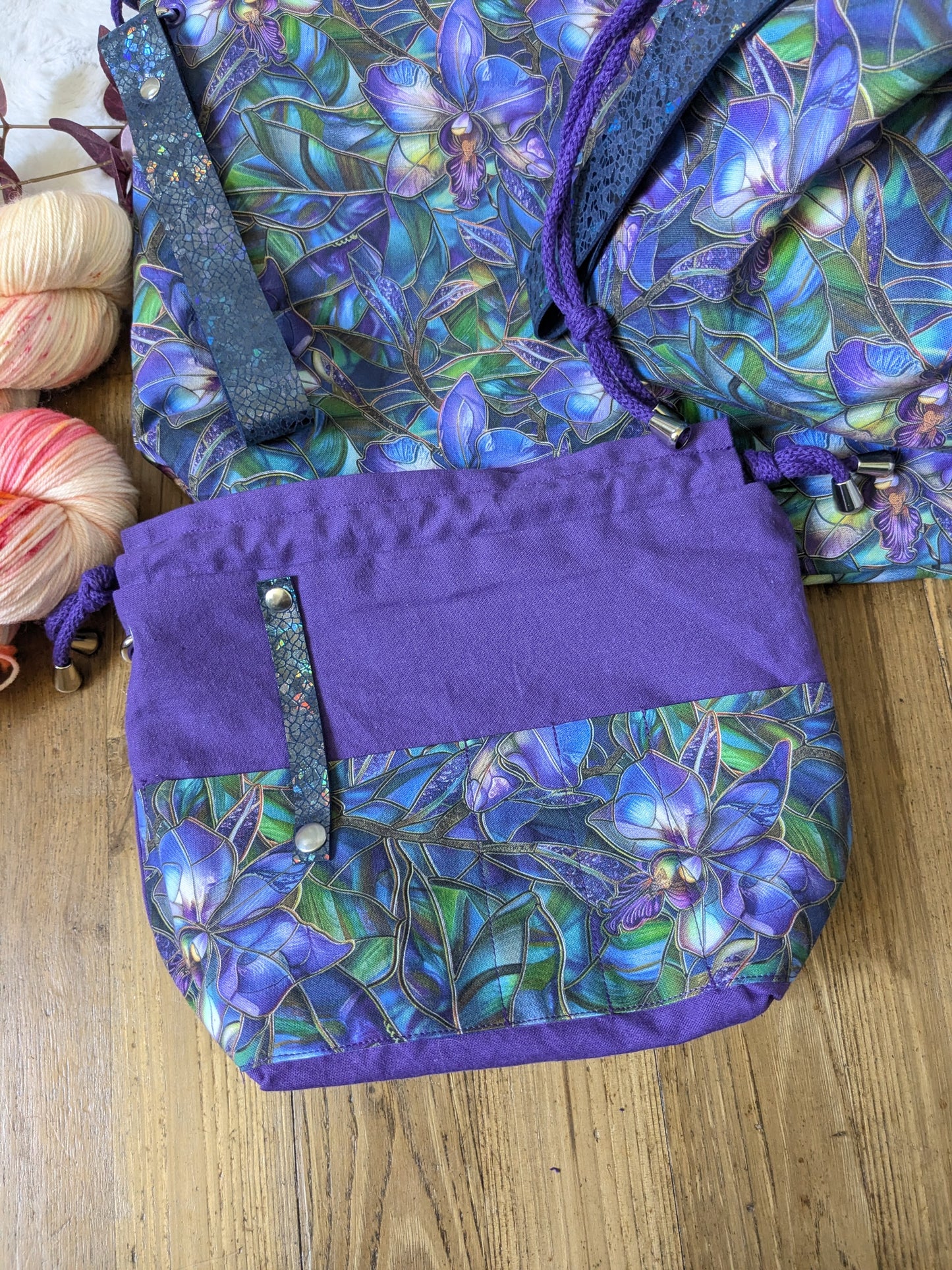 Sac à projet Basic "Vitrail orchidées de nuit"