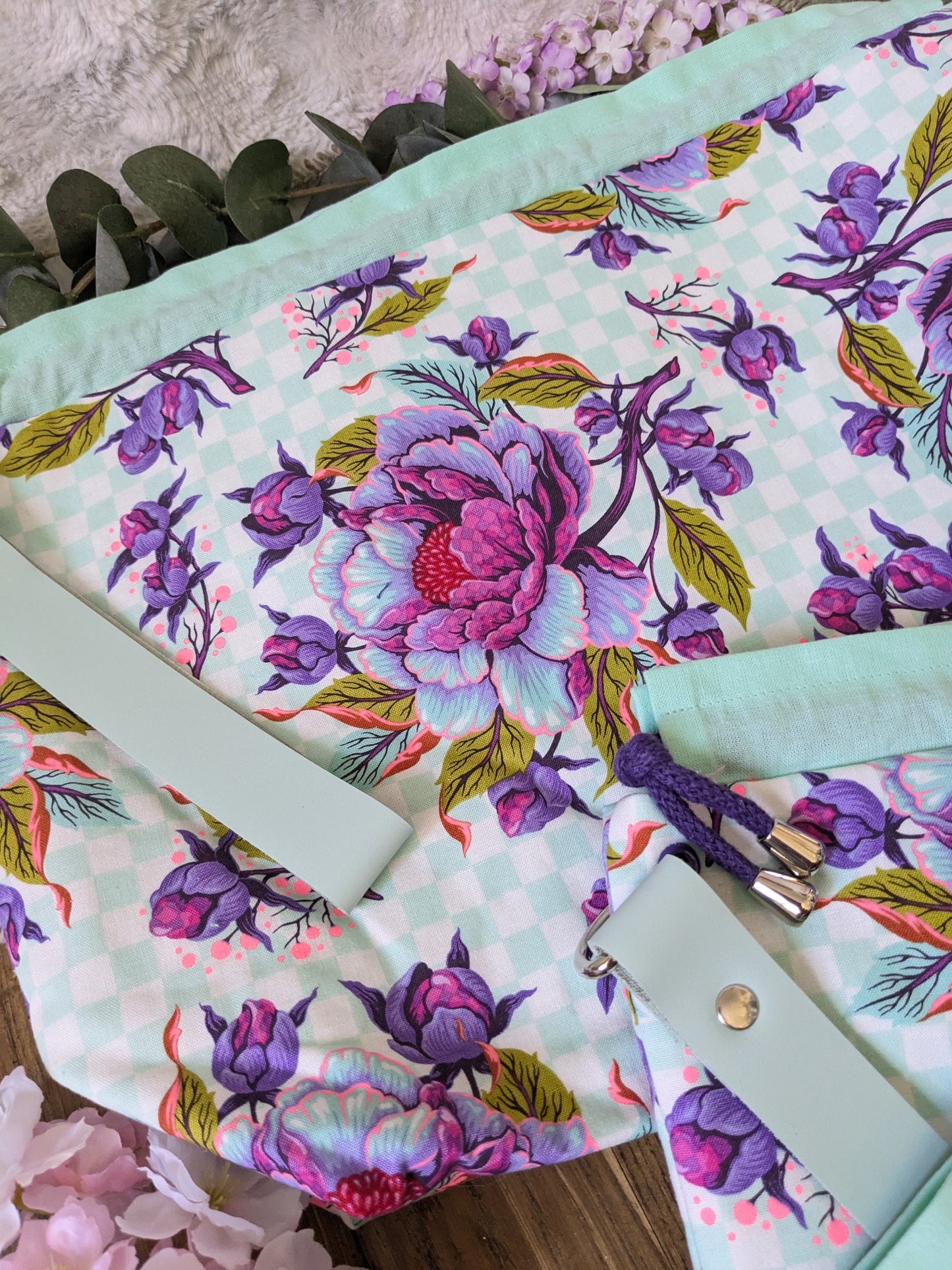 Sac à projet "Pivoines violettes"