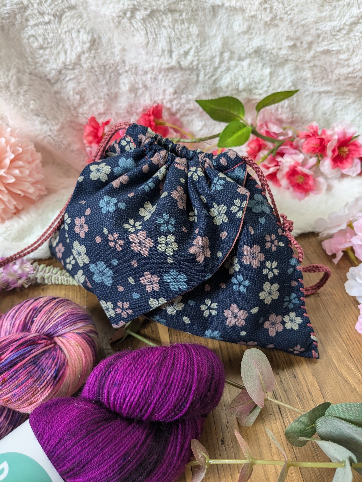 Pochette origami Sakura roses et bleues