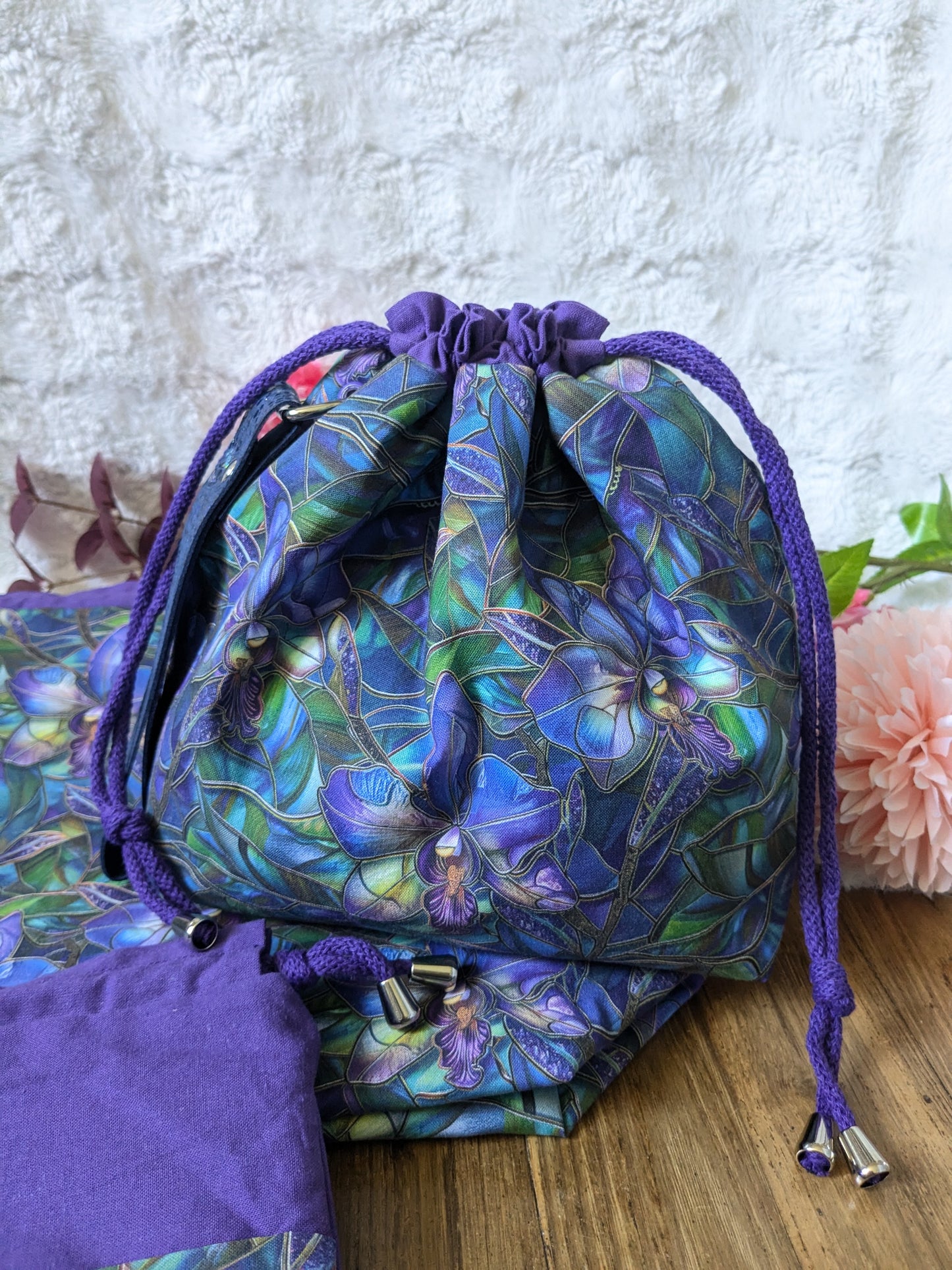 Sac à projet Basic "Vitrail orchidées de nuit"