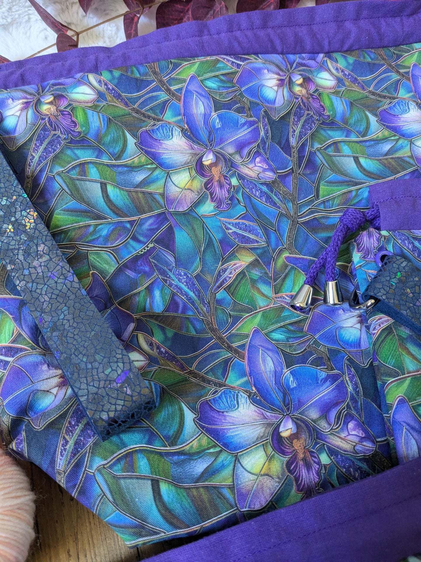 Sac à projet Basic "Vitrail orchidées de nuit"