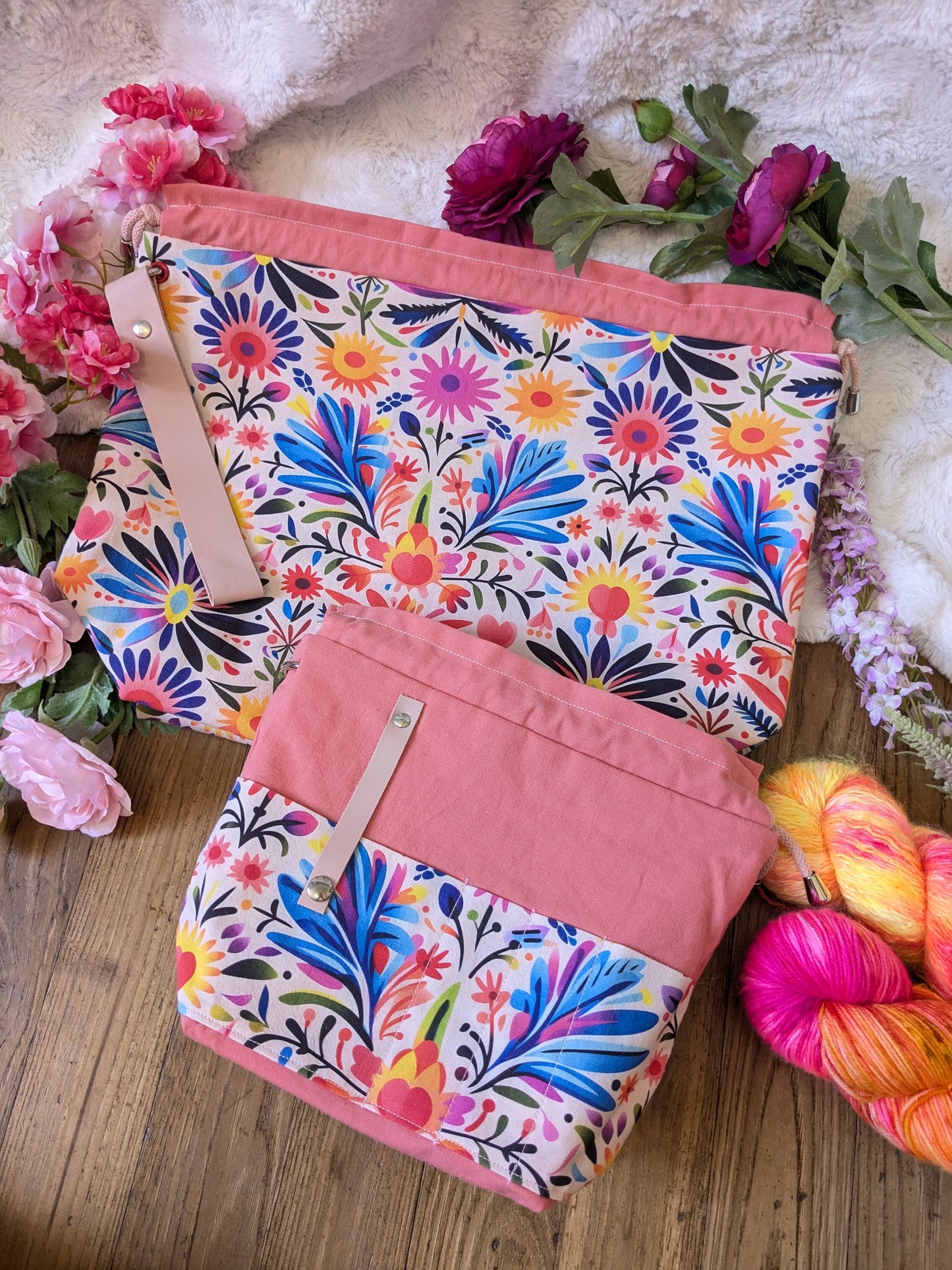 Sac à projet "Fleurs multicolores" motif La malotissu