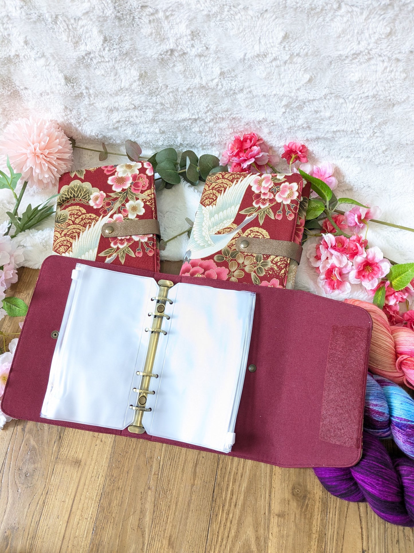 Classeur à aiguilles "Grues et fleurs" (classeur complet = couverture + structure ⚠️)