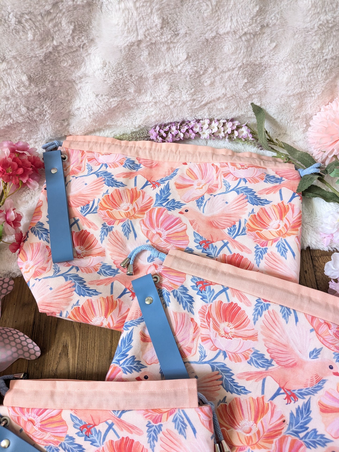 Sac à projet "Pink birds"