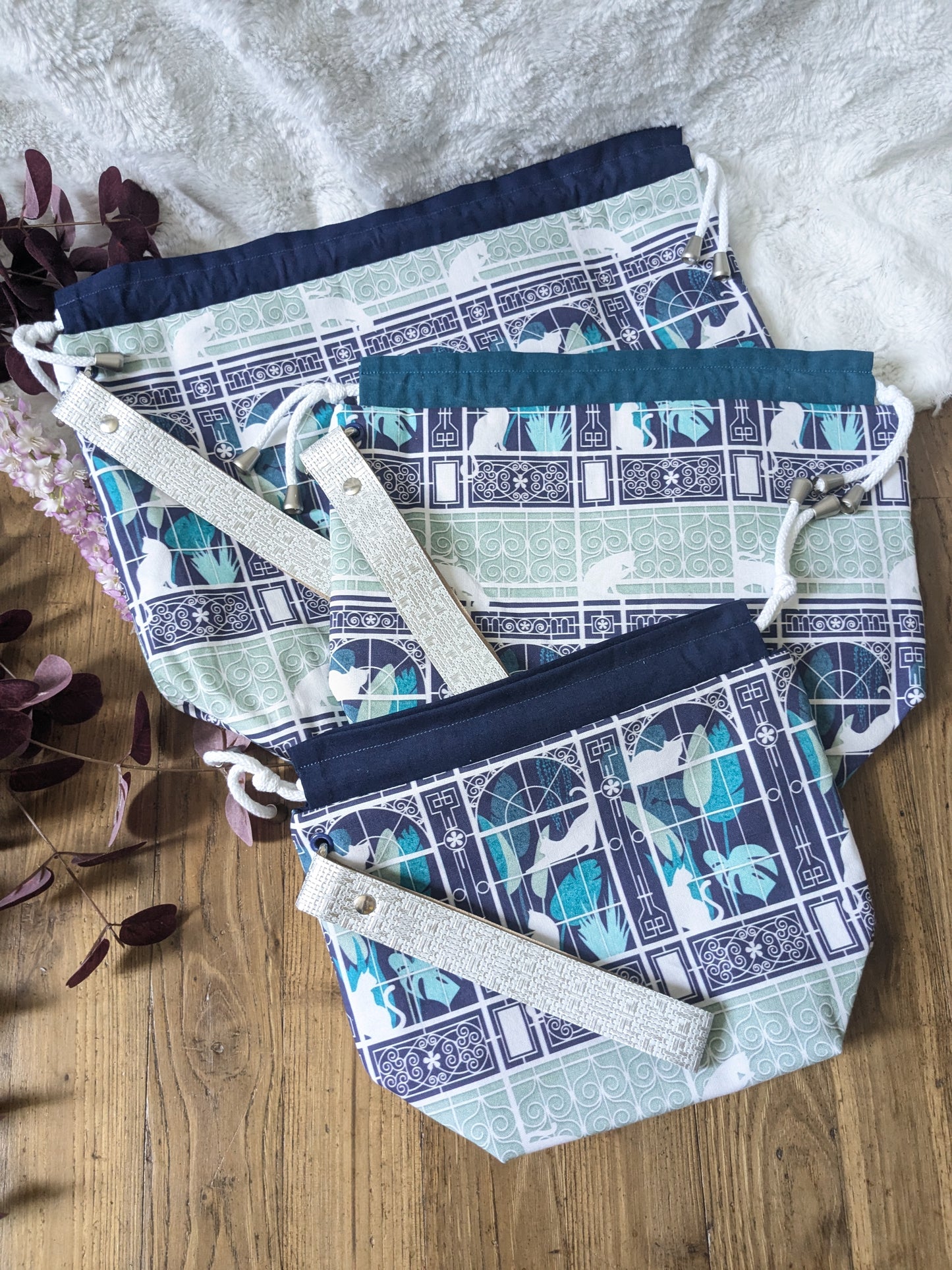 Sac à projet Basic "Chats au jardin d'hiver"