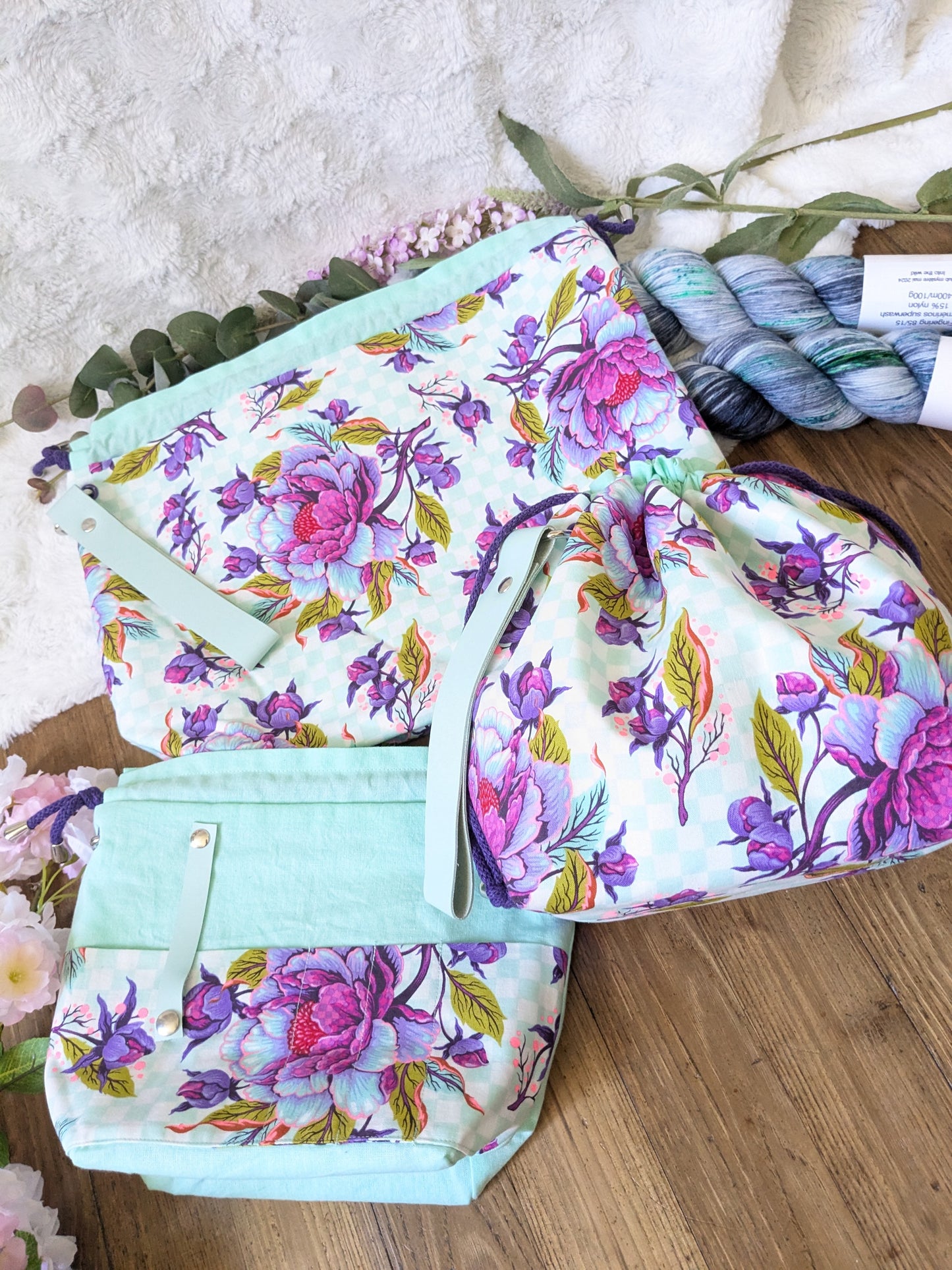 Sac à projet "Pivoines violettes"