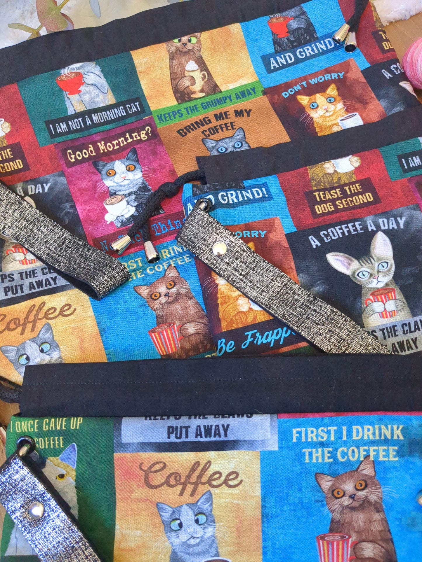 Sac à projet Basic "Cats and coffee"