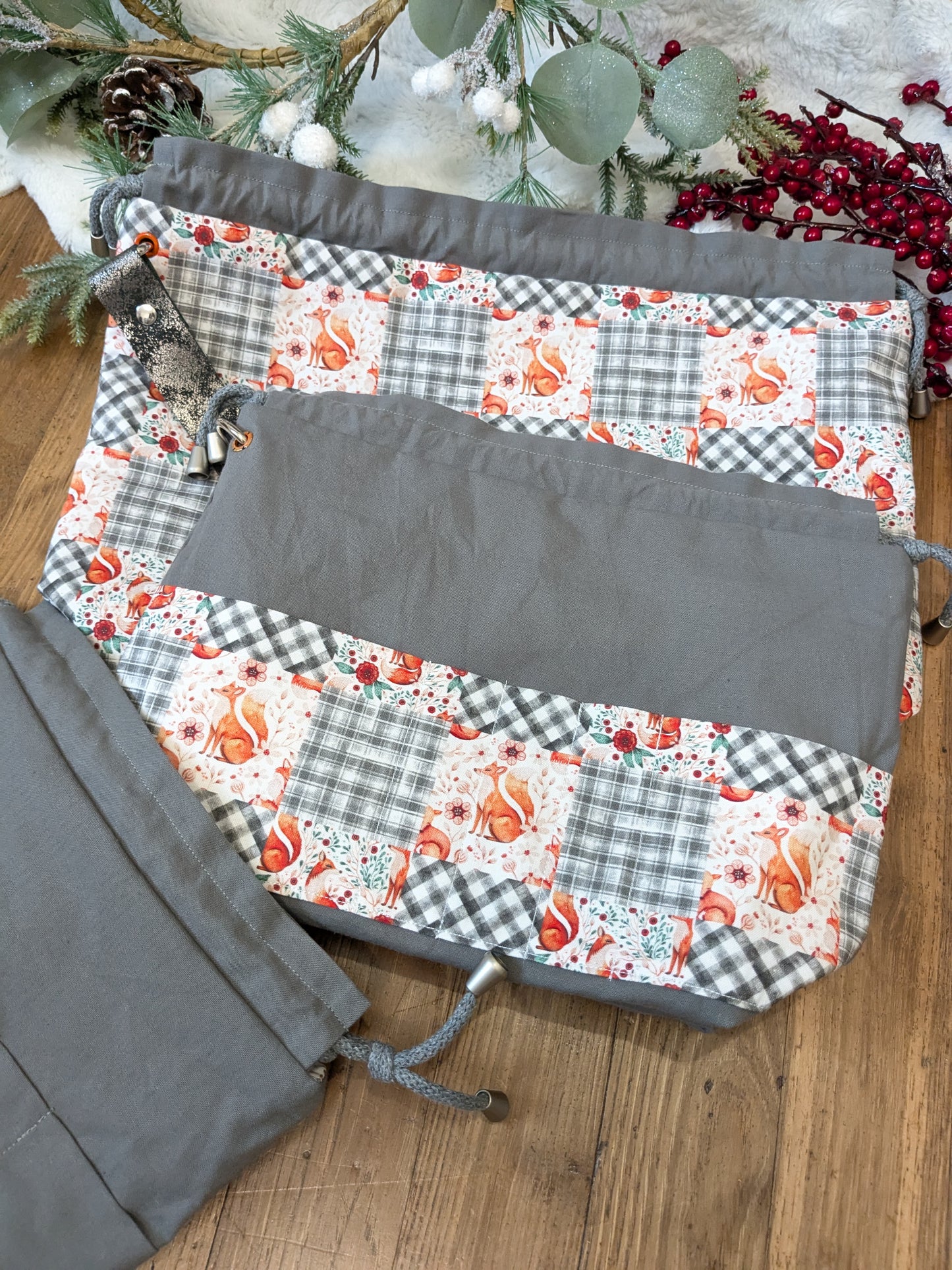 Sac à projet Basic "Patchwork et renards"