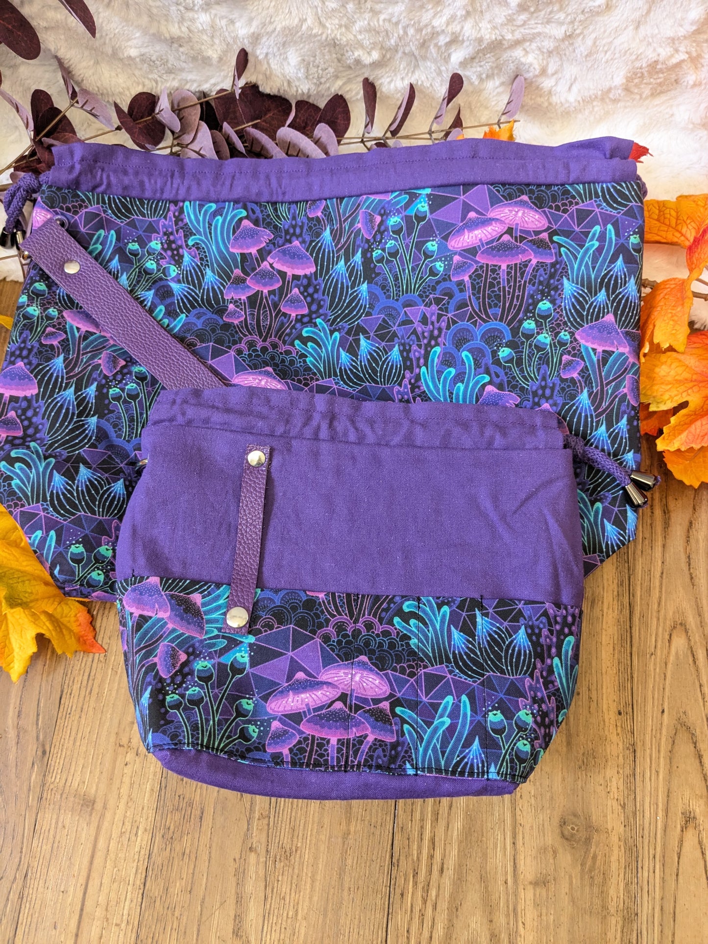 Sac à projet "Néon champignons"