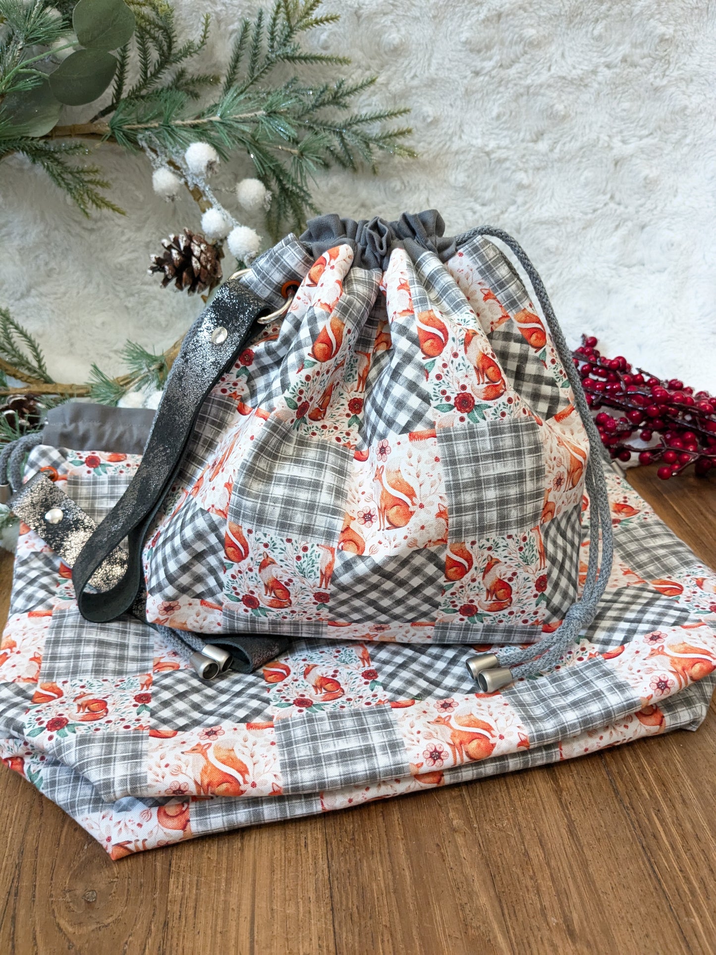 Sac à projet Basic "Patchwork et renards"
