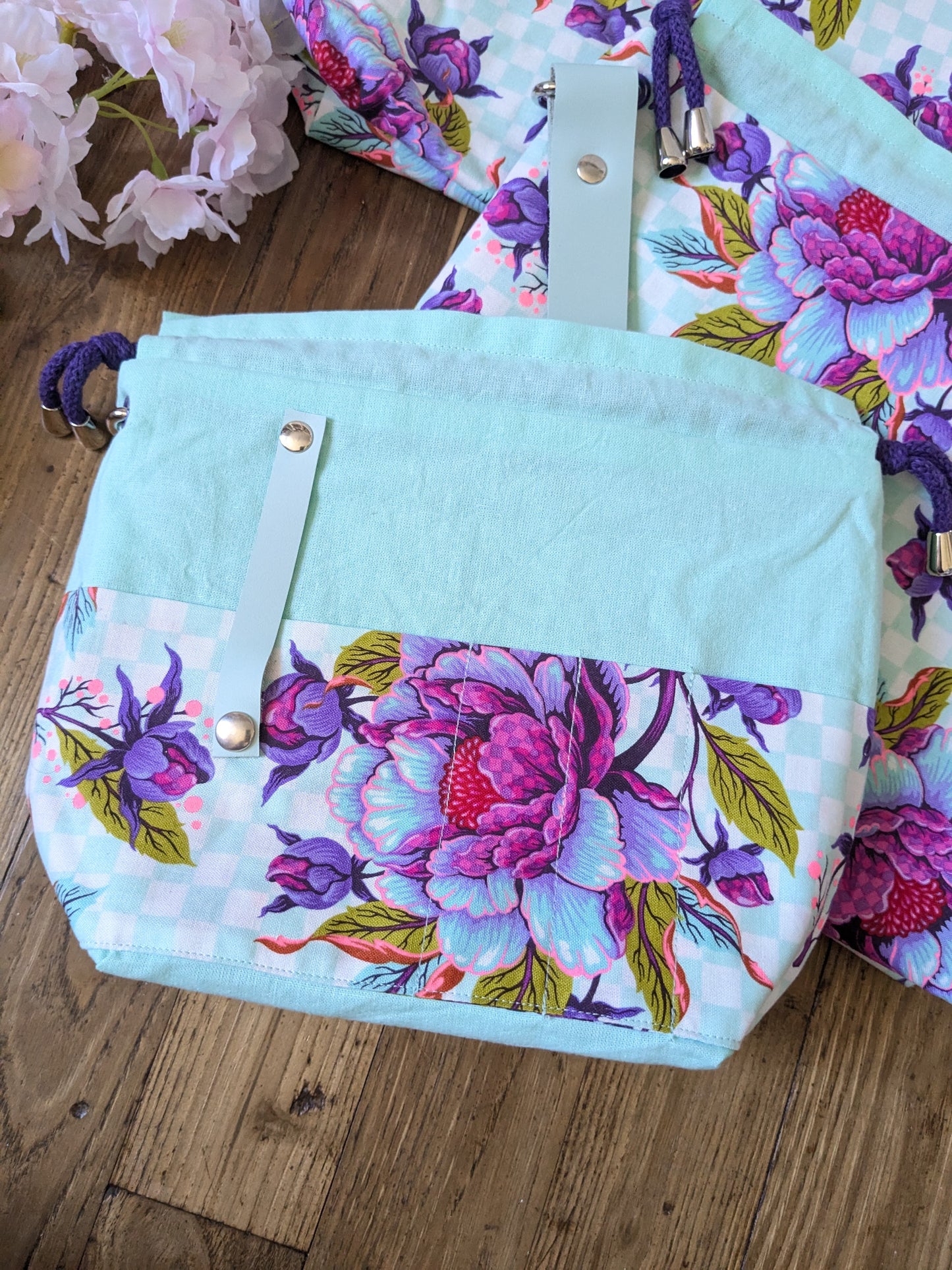 Sac à projet "Pivoines violettes"