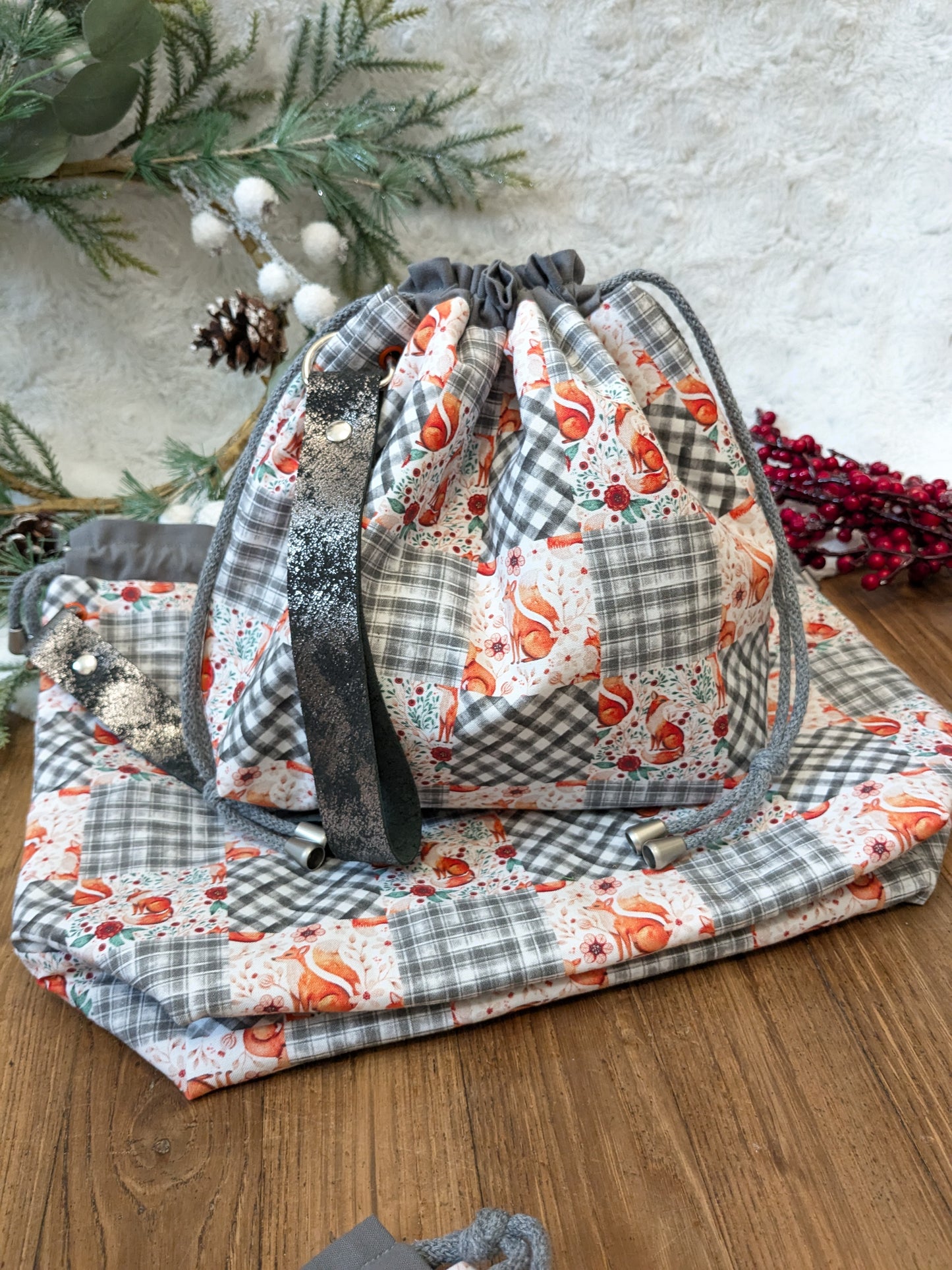 Sac à projet Basic "Patchwork et renards"