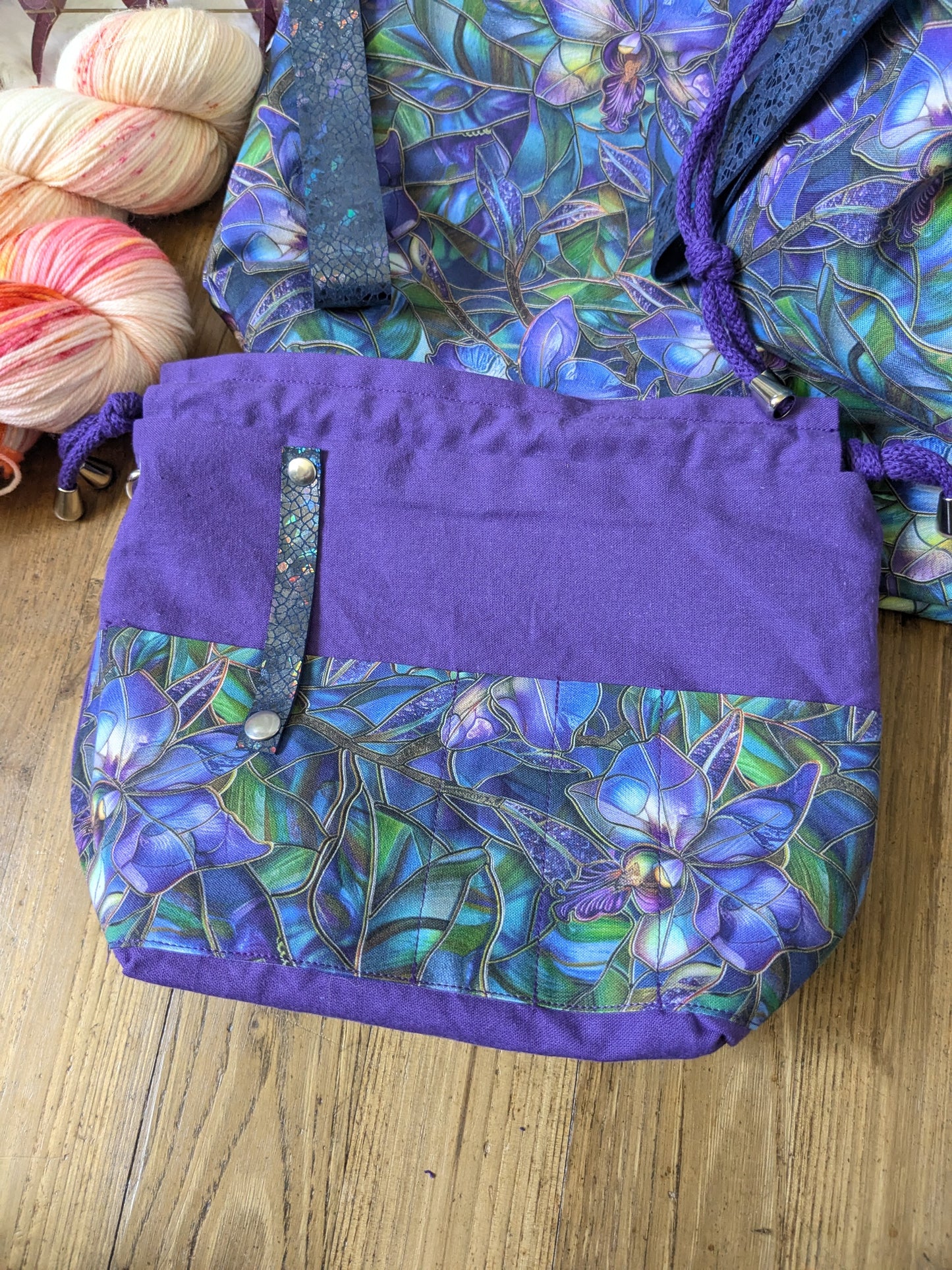 Sac à projet Basic "Vitrail orchidées de nuit"