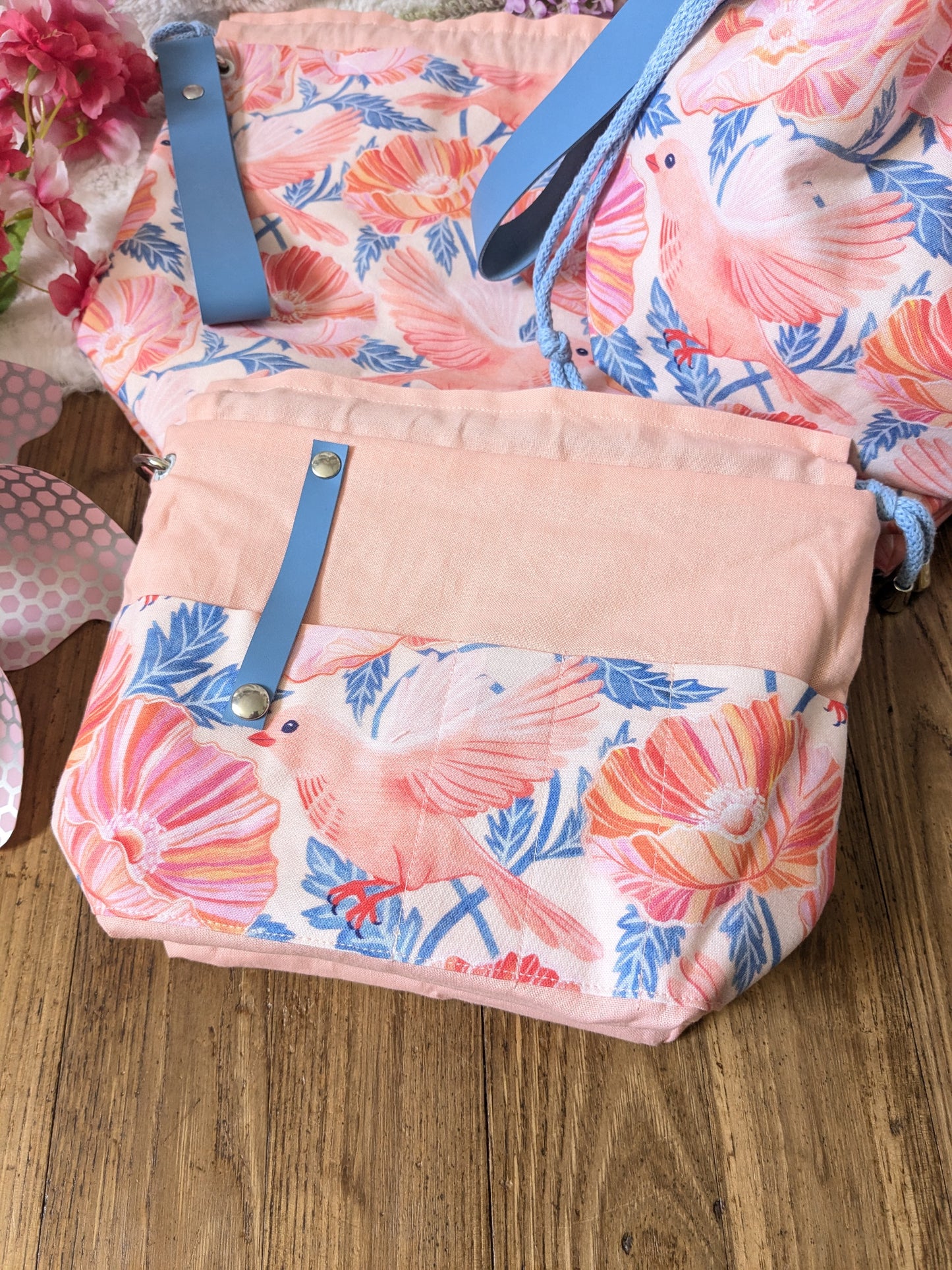 Sac à projet "Pink birds"