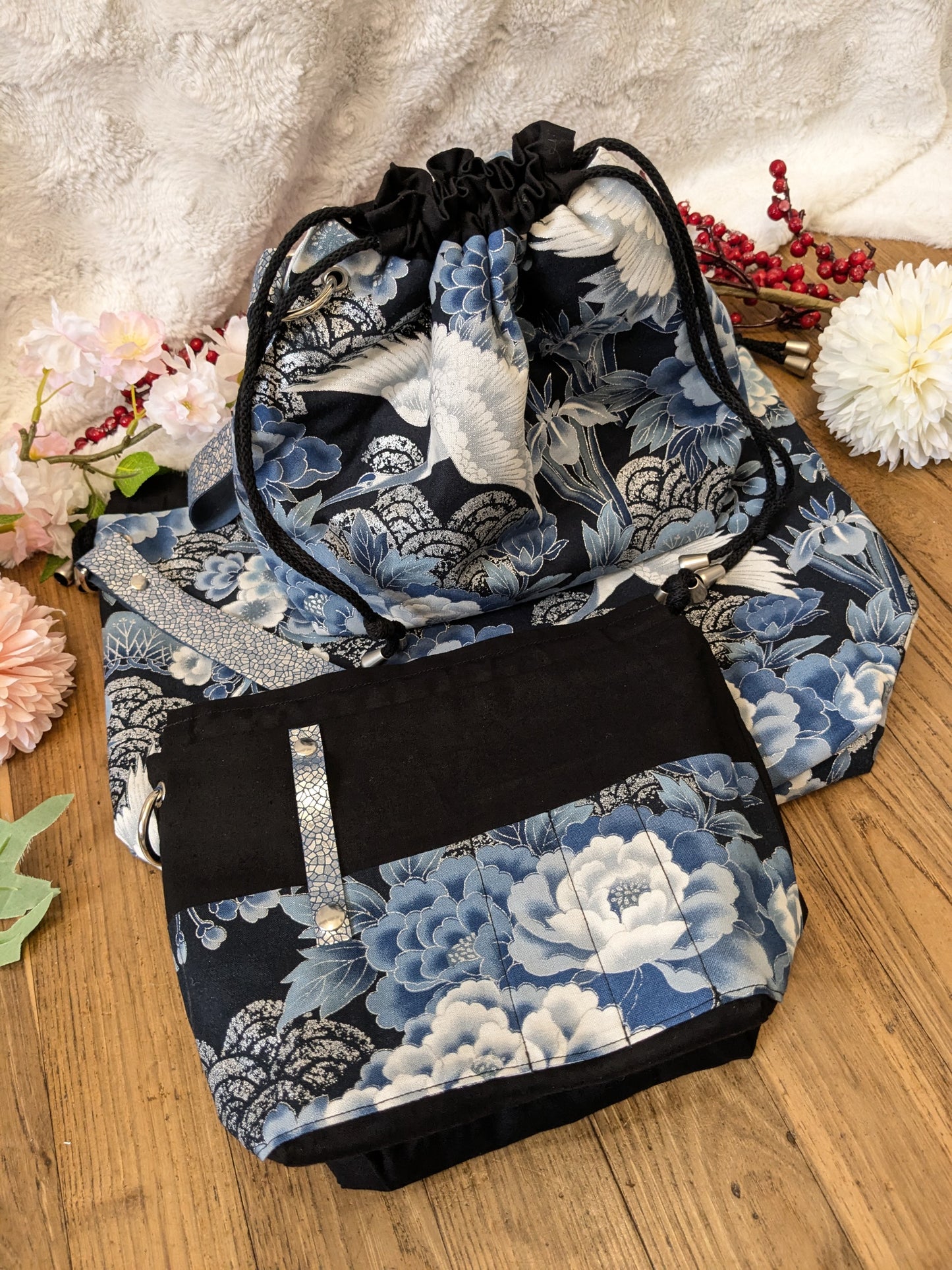 Sac à projet "Grues et iris"