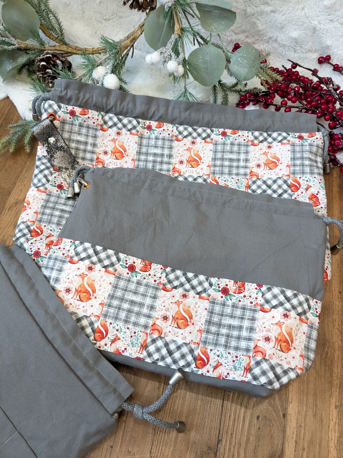 Sac à projet Basic "Patchwork et renards"