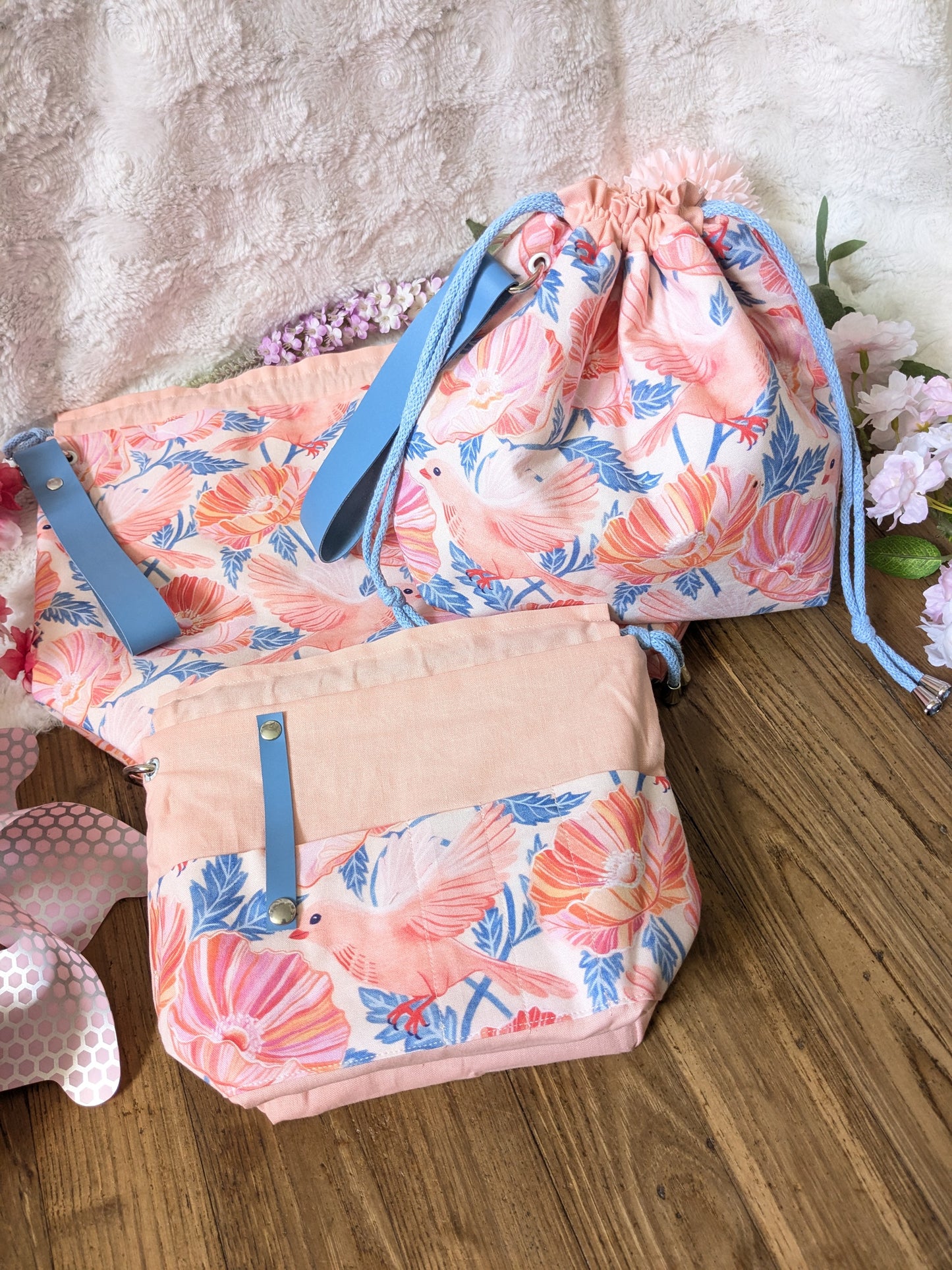 Sac à projet "Pink birds"