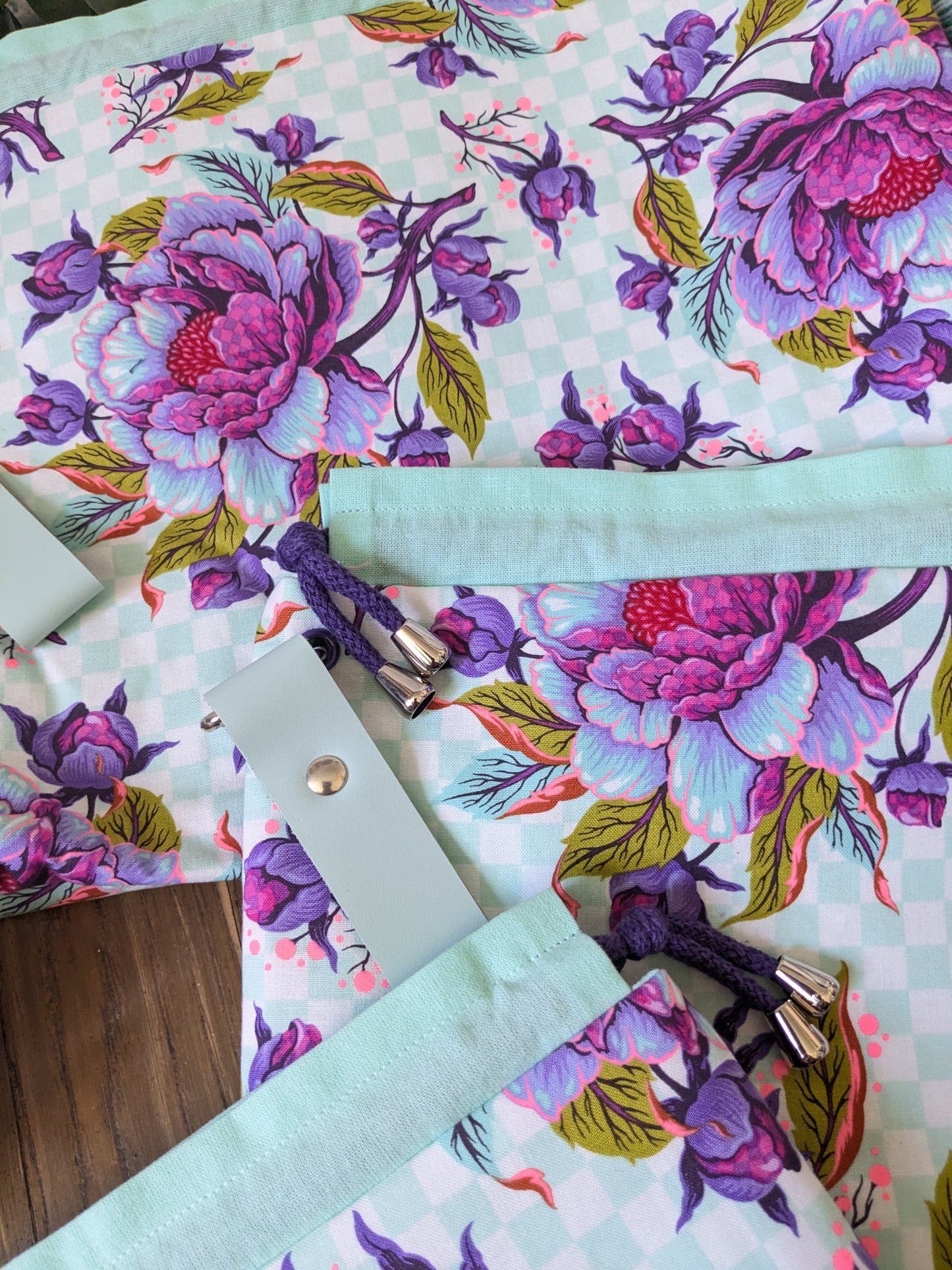 Sac à projet "Pivoines violettes"