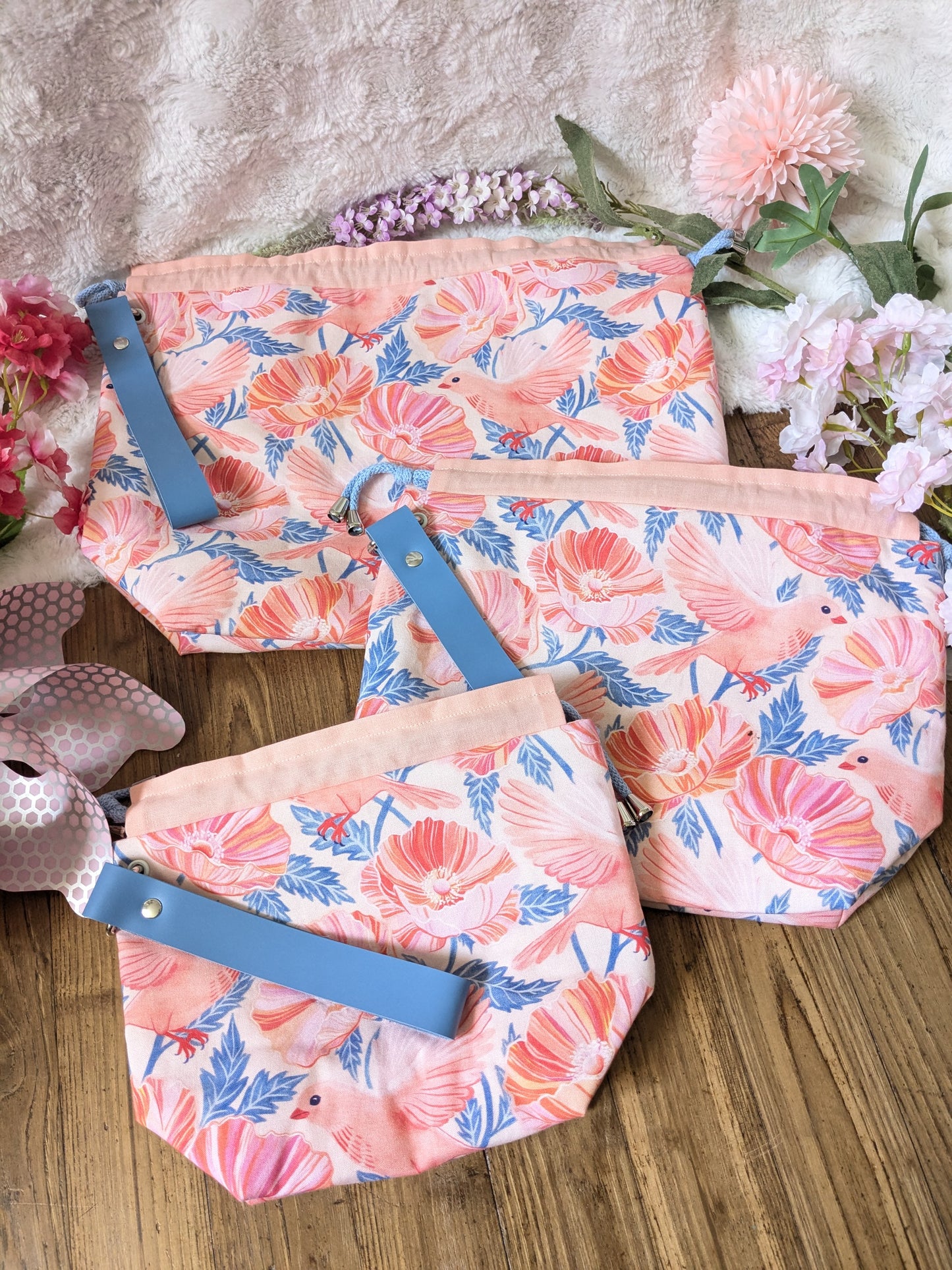 Sac à projet "Pink birds"