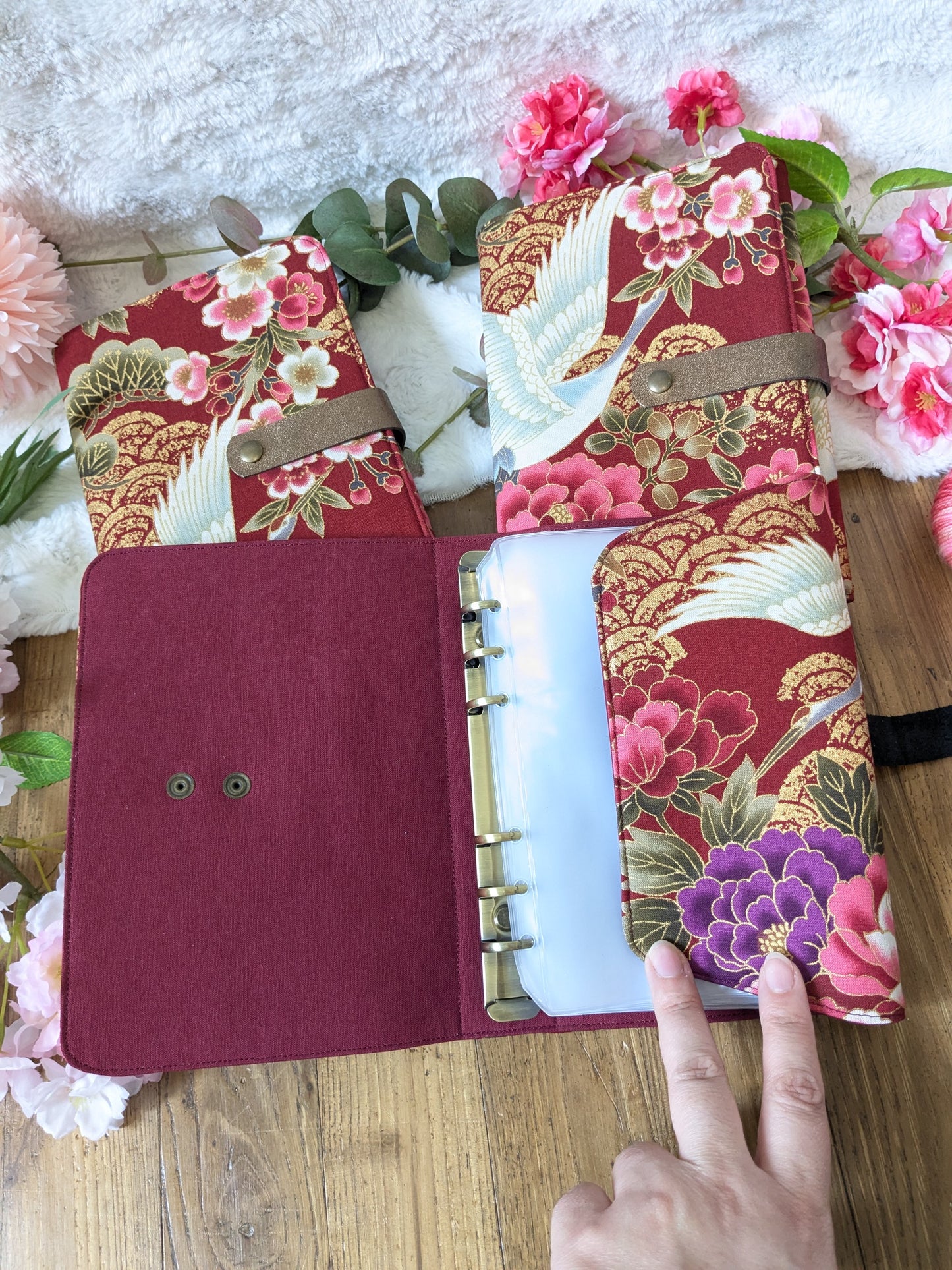 Classeur à aiguilles "Grues et fleurs" (classeur complet = couverture + structure ⚠️)