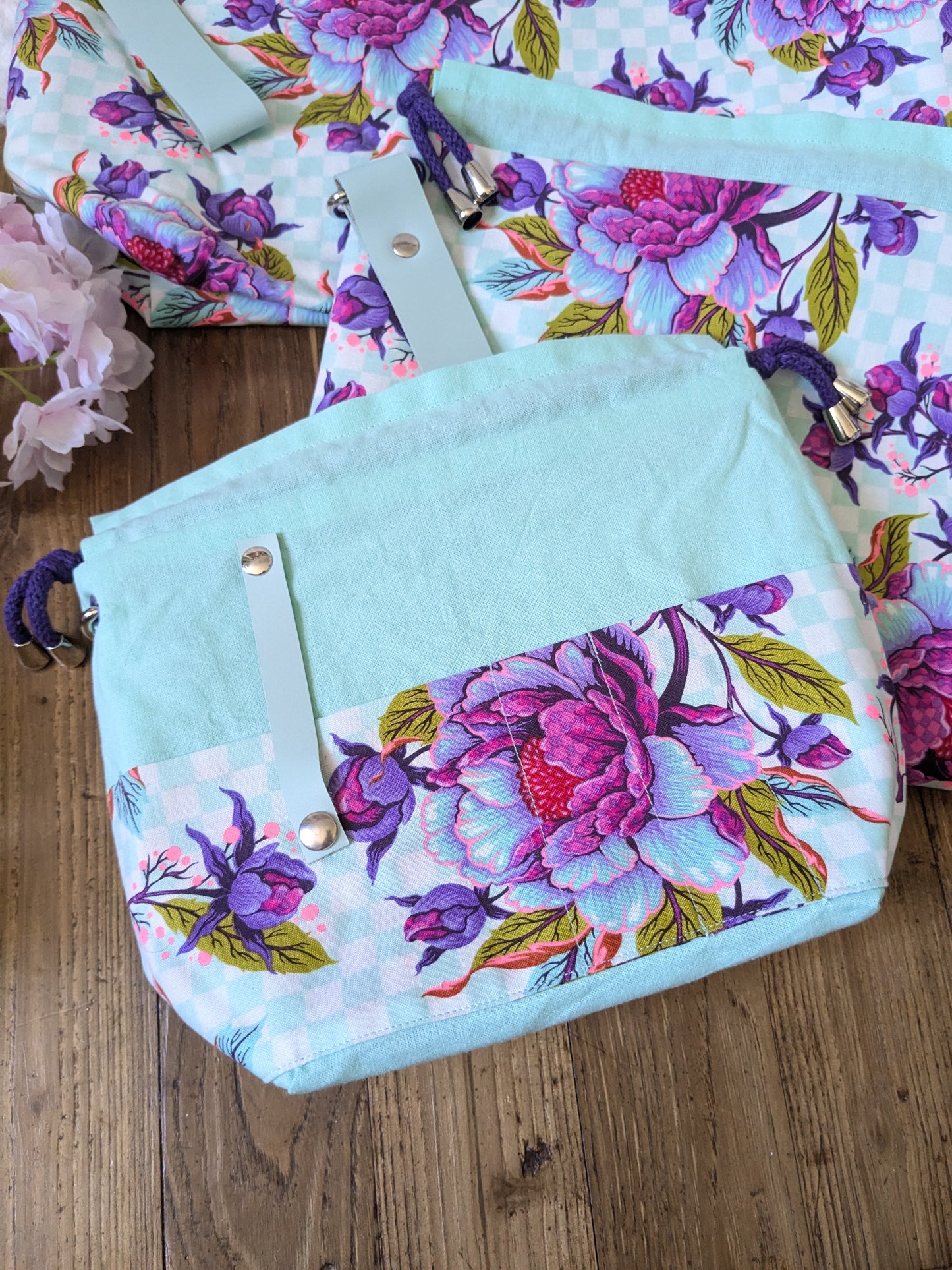 Sac à projet "Pivoines violettes"