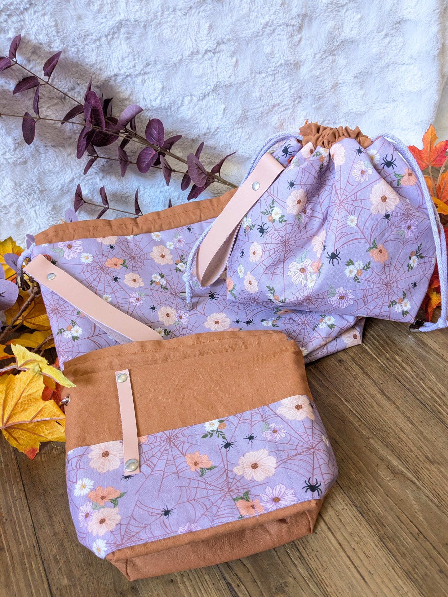 Sac à projet "Spiders and flower"