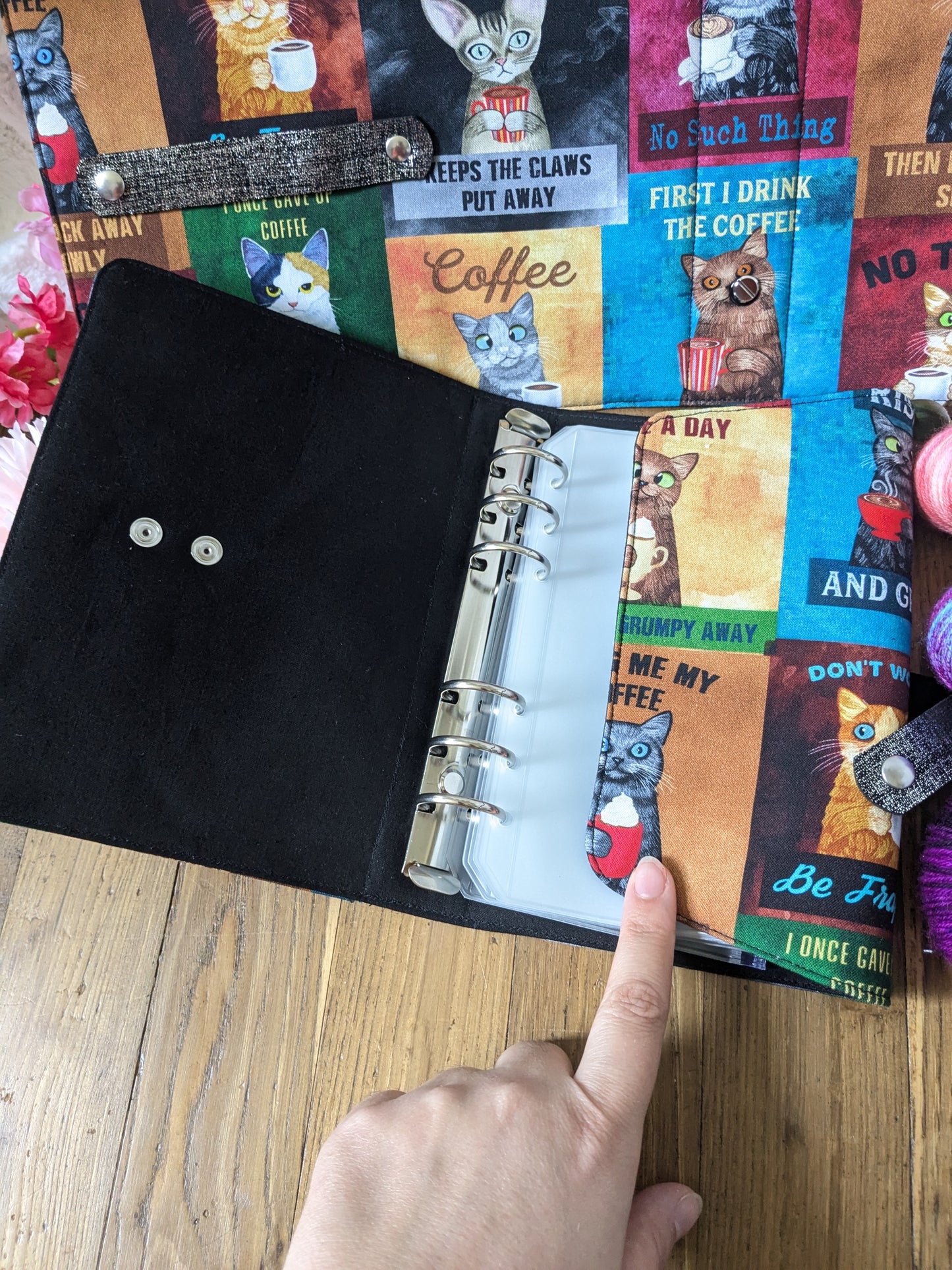 Classeur à aiguilles "Cats and coffee" (classeur complet = couverture + structure ⚠️)