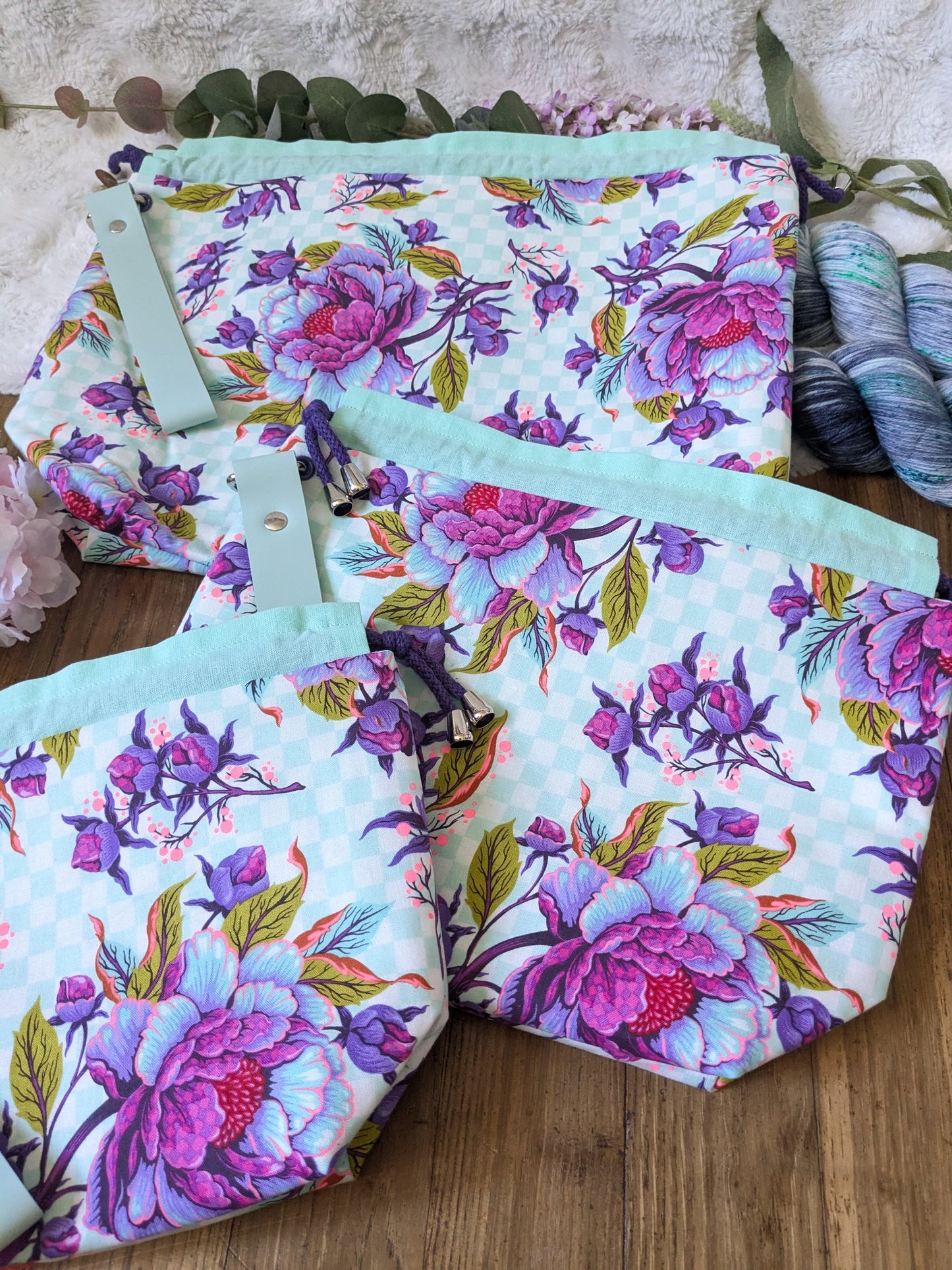 Sac à projet "Pivoines violettes"