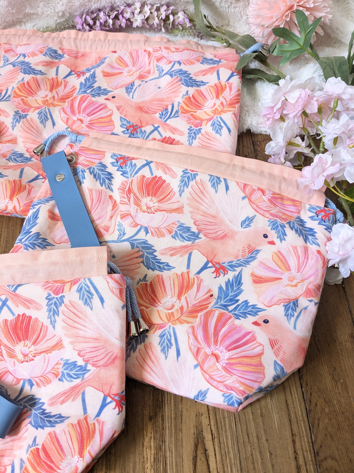 Sac à projet "Pink birds"