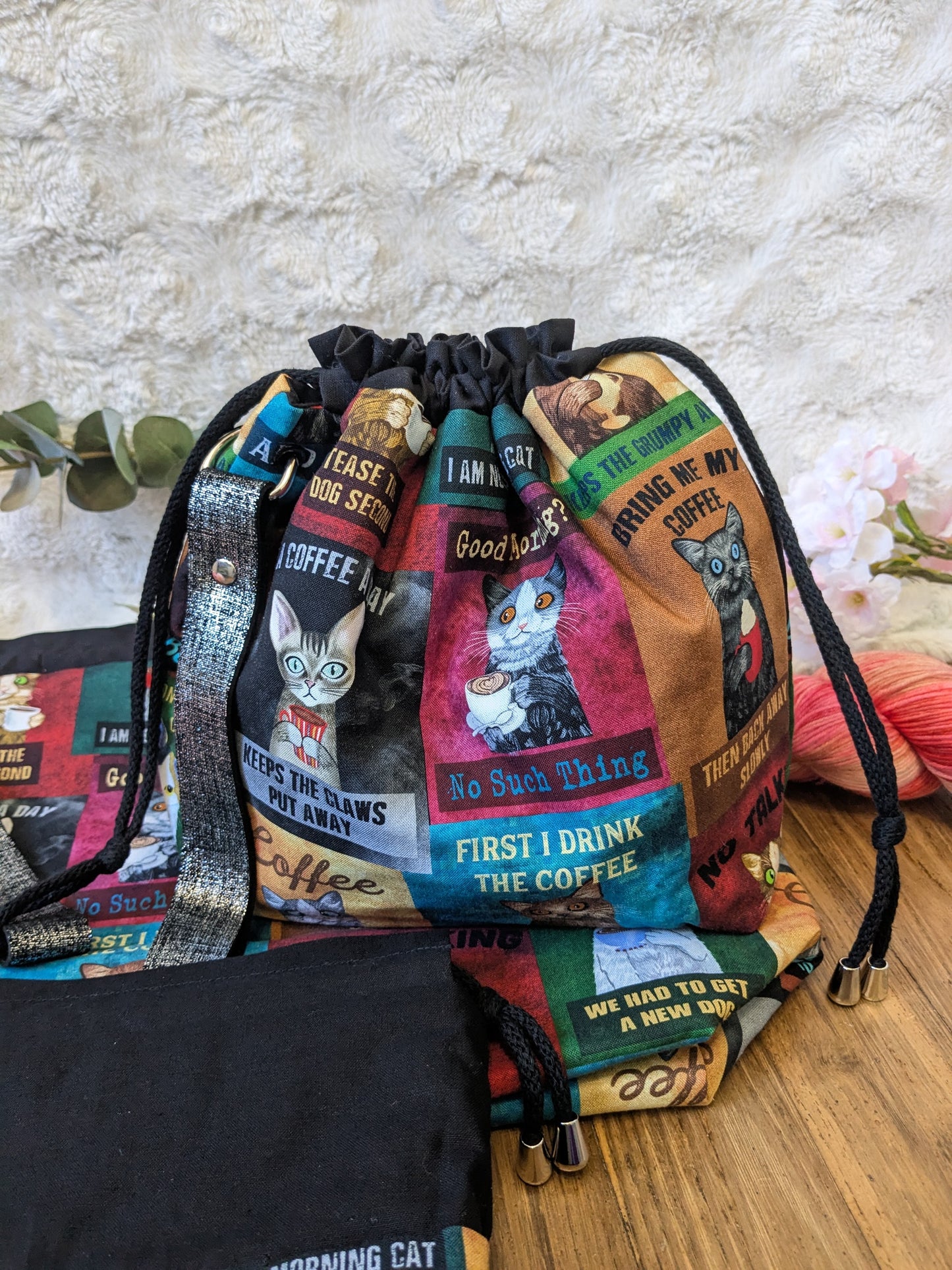 Sac à projet Basic "Cats and coffee"