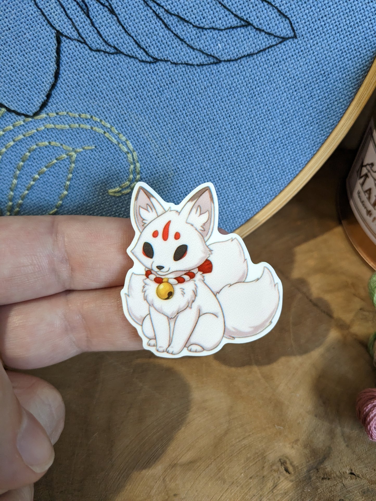 Magnetic needle holder / needle minder "White Kitsune", "Galaxy Fox" or "Fox and bubble tea"