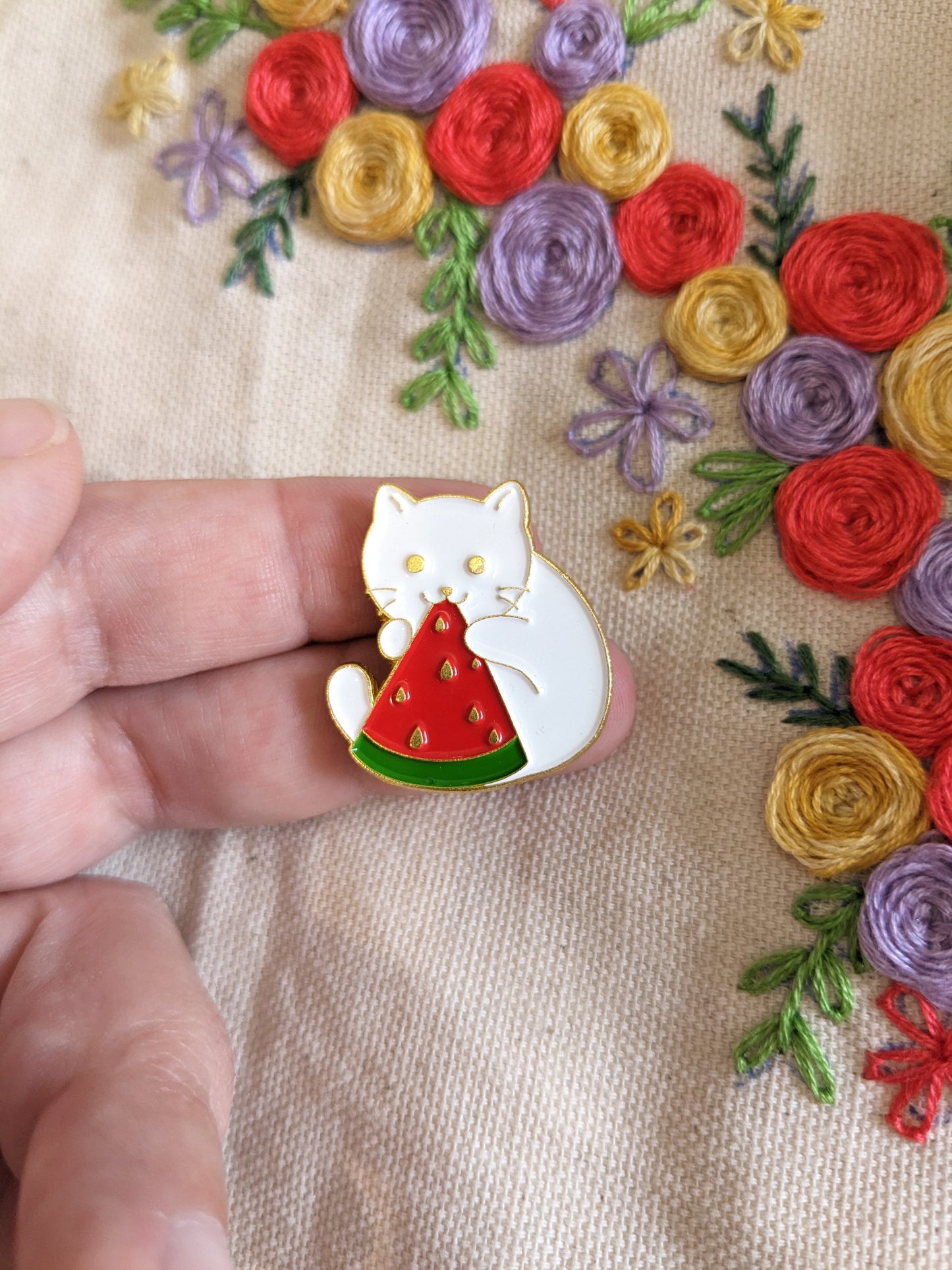 Magnetic needle holder / needle minder "Watermelon cat", "Wizard cat", "Wolf and moon" and "Astronaut cat"