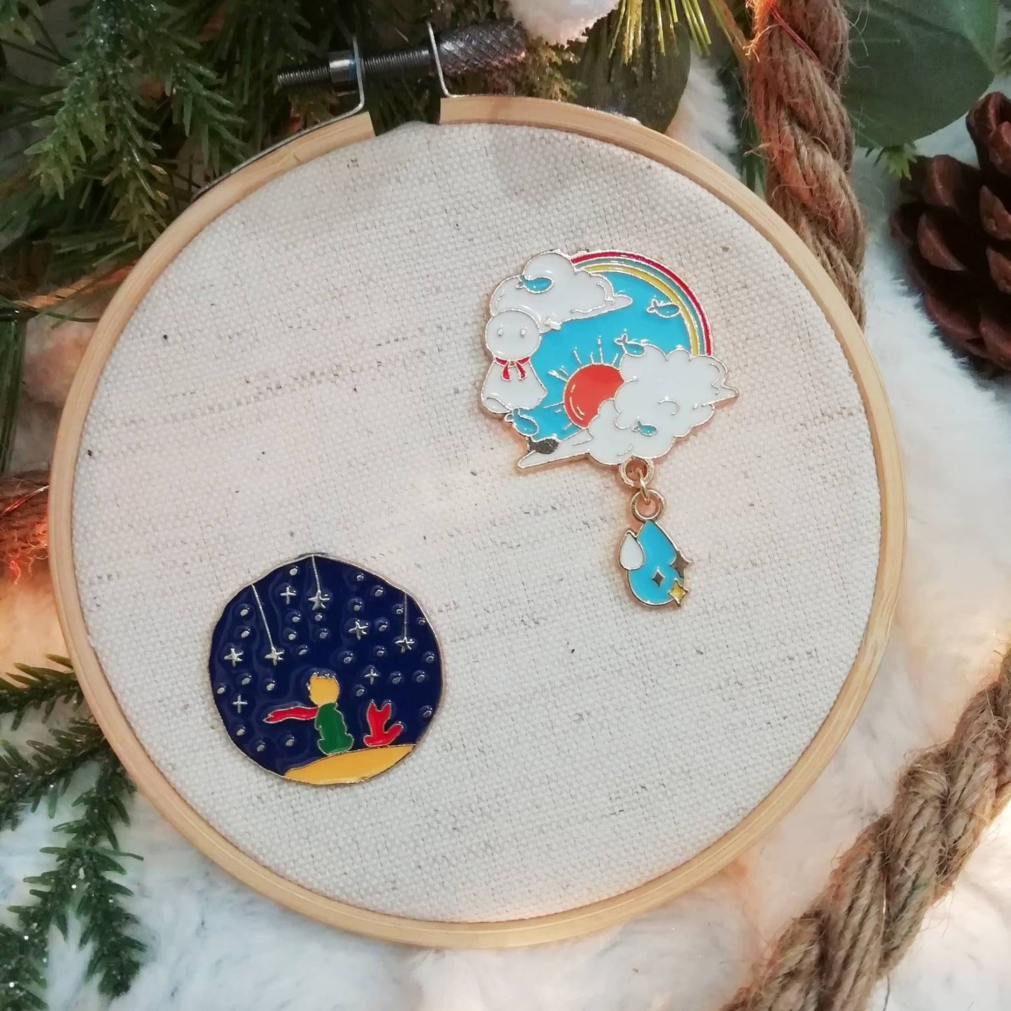 Magnetic needle holder / needle minder "Teru teru bozu" and "Little prince"