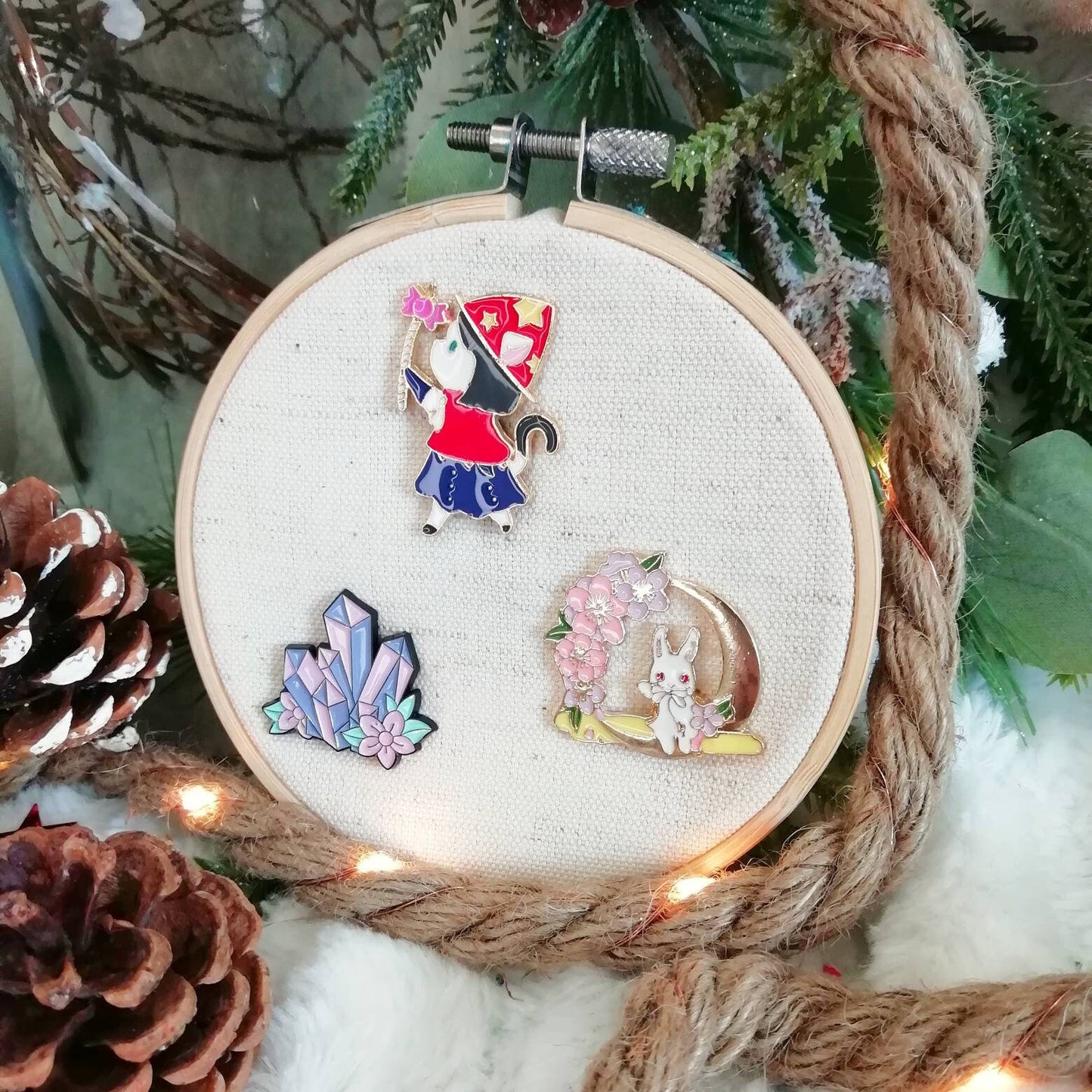 Magnetic needle holder / needle minder "Crystals", "Adorable witch", "Moon rabbit"