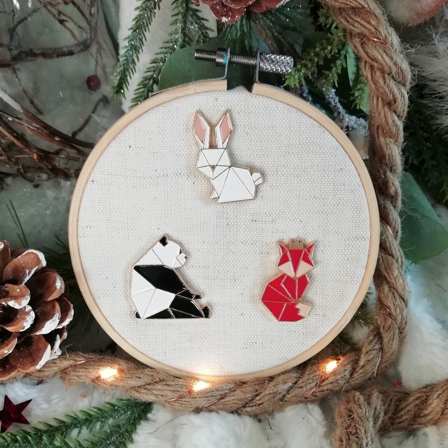 Magnetic needle holder / needle minder "Origami panda", "Origami fox", "Origami rabbit"